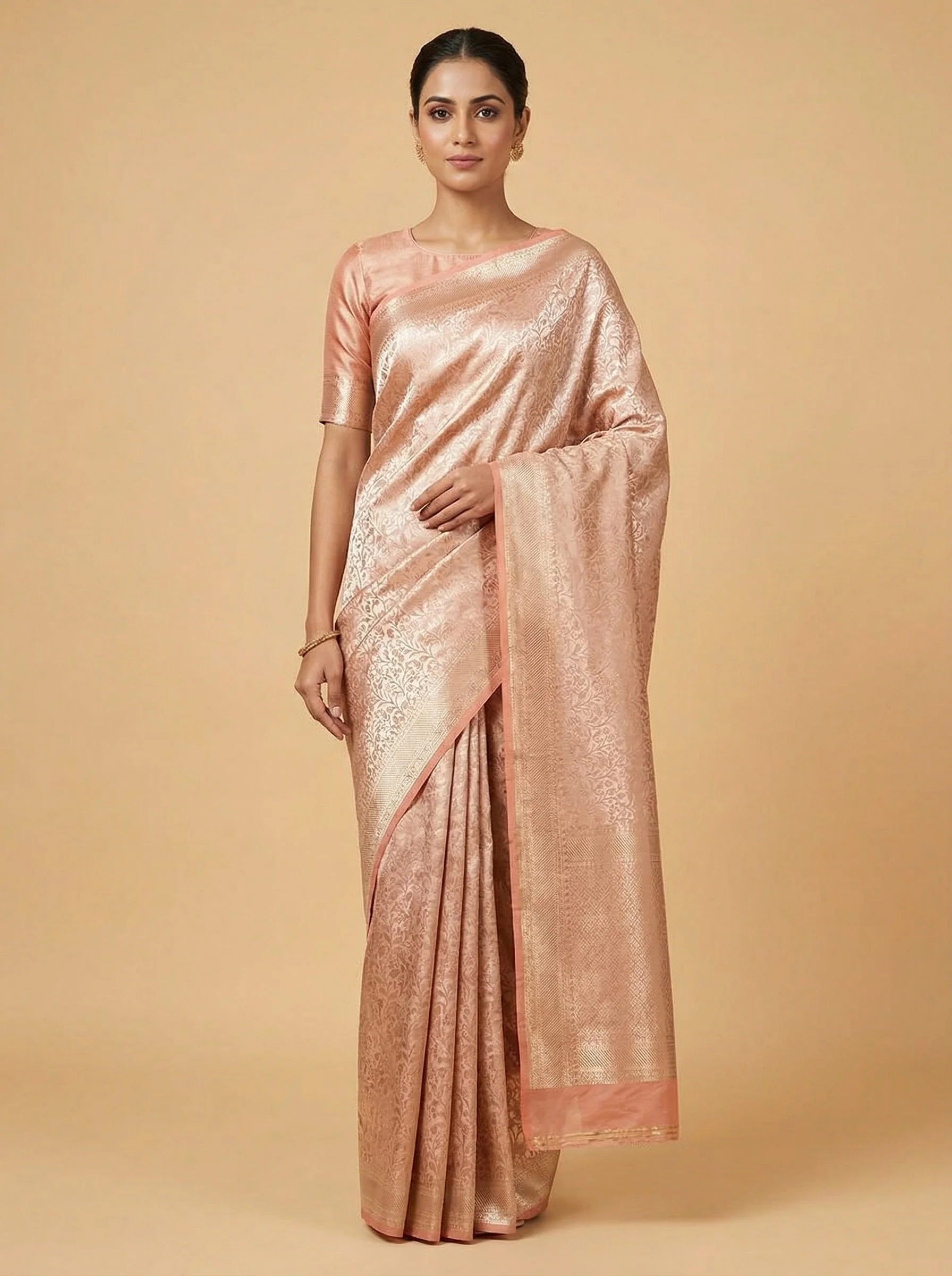 Peach Lit Handloom Saree