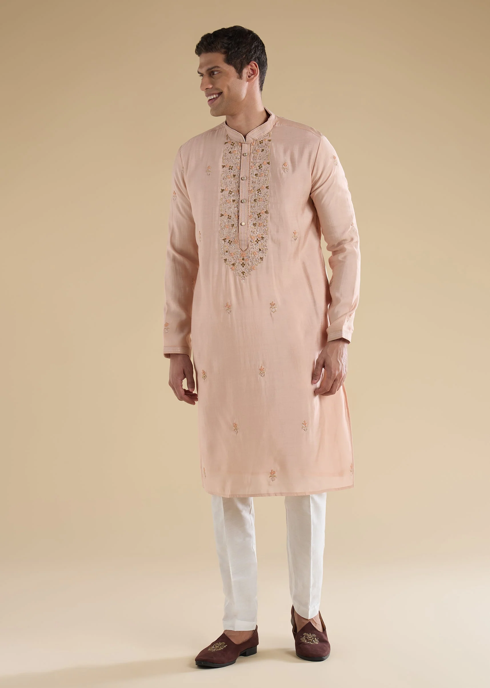 Peach Minimal Kurta Set - Image 2