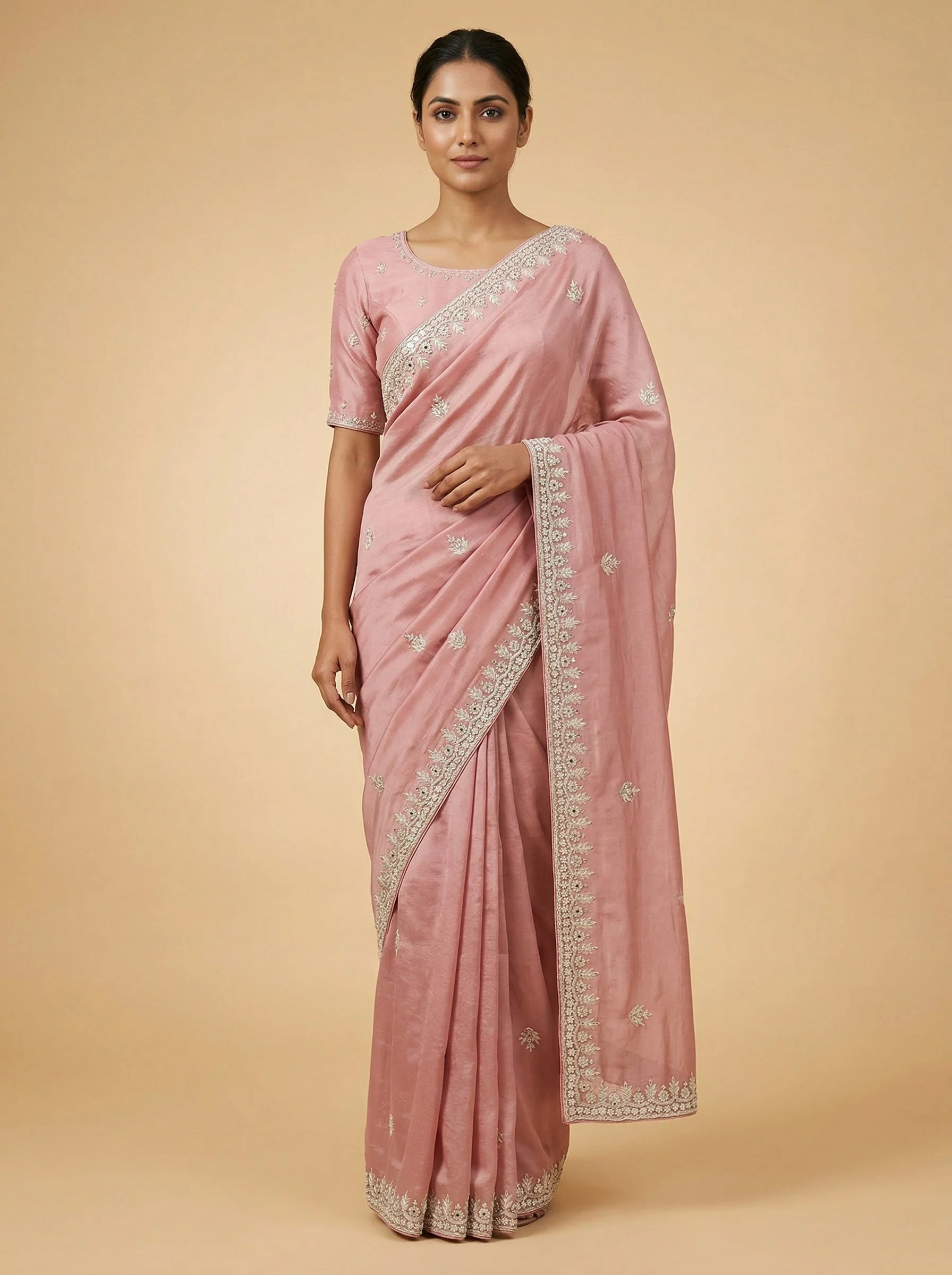 Peach Nectar Embroidered Saree