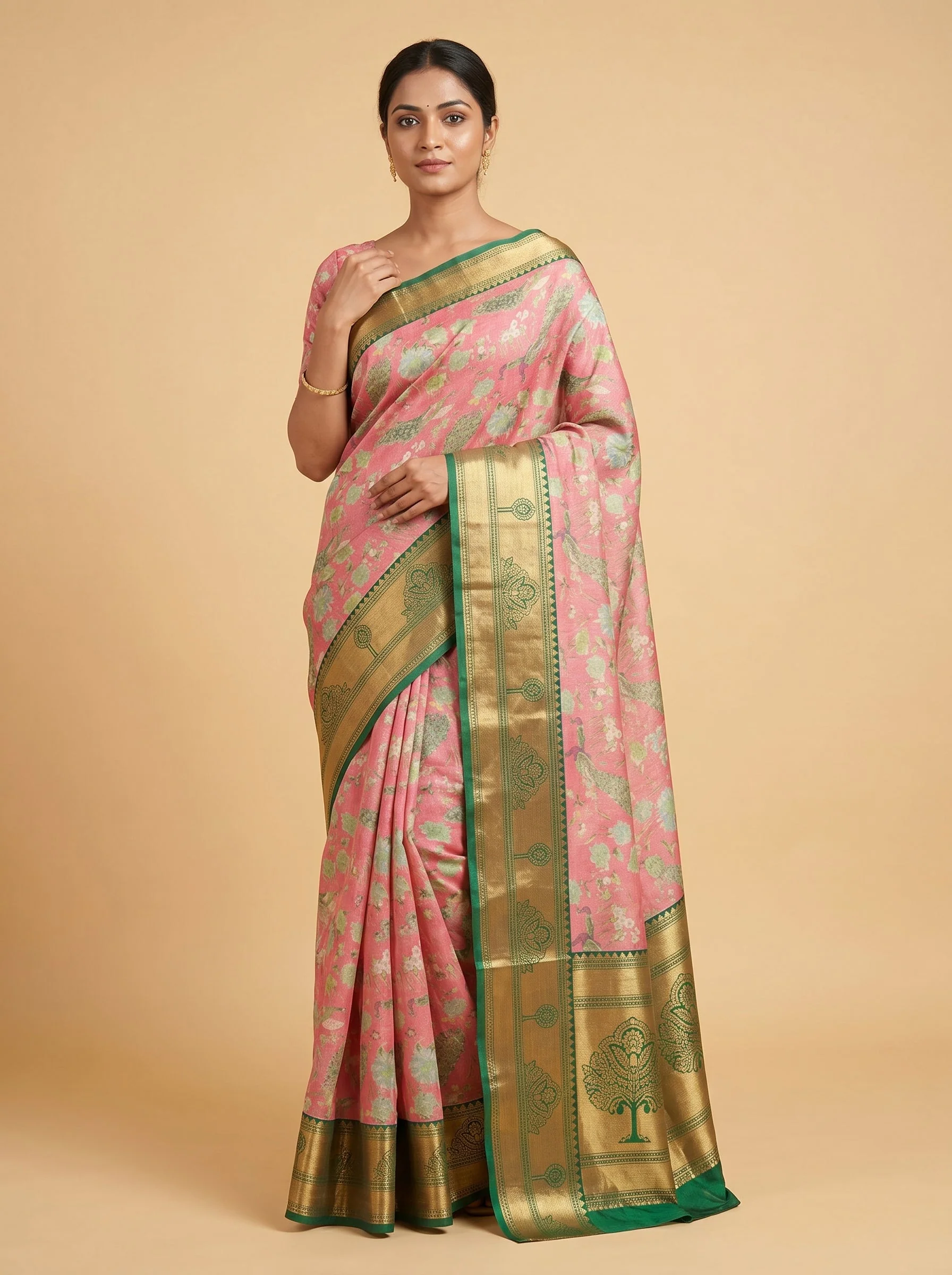Peach Nectar Weave Handloom Saree
