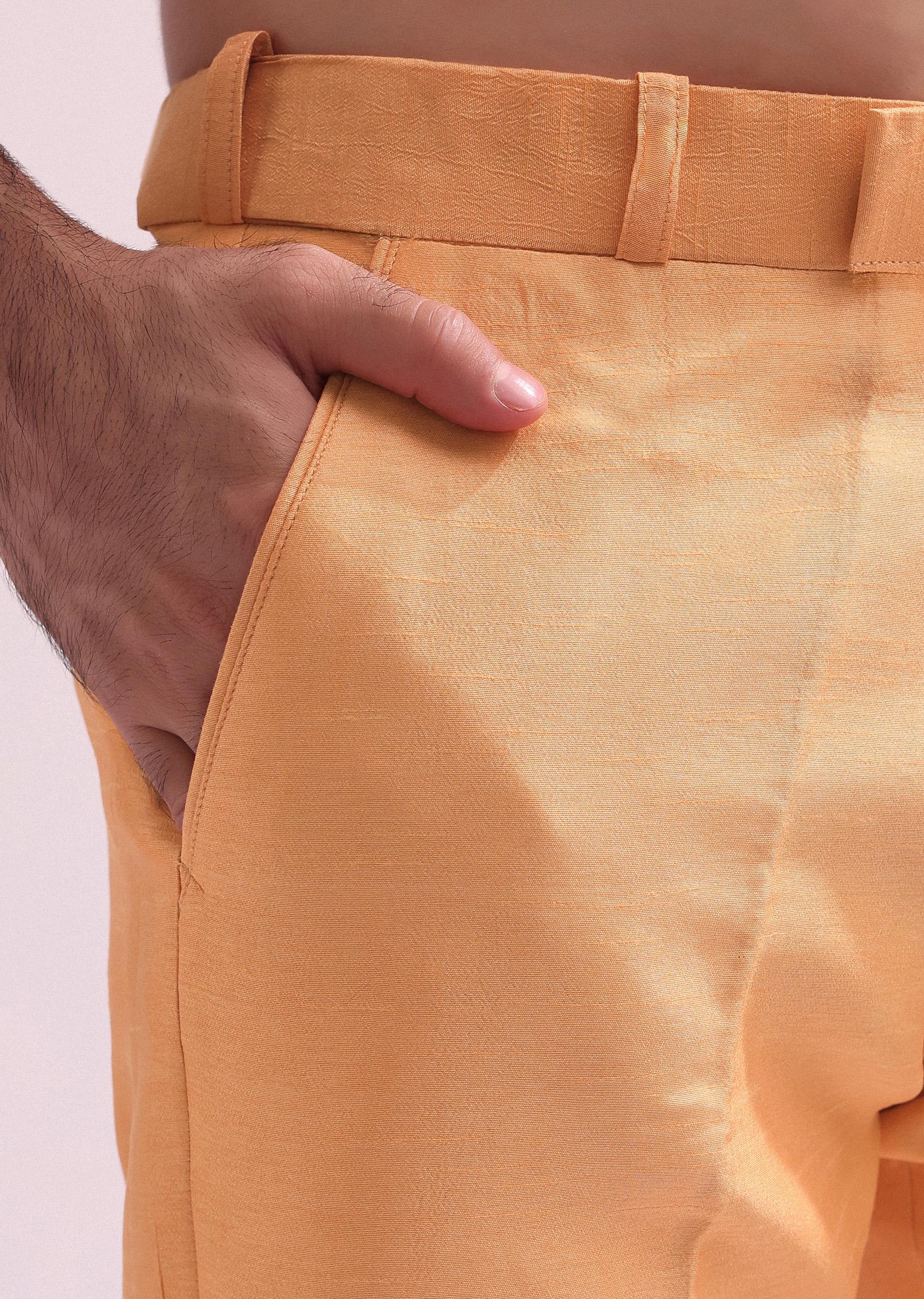 Peach Ombre Pintuck Laced Bandhgala With Kurta And Pants - Image 7