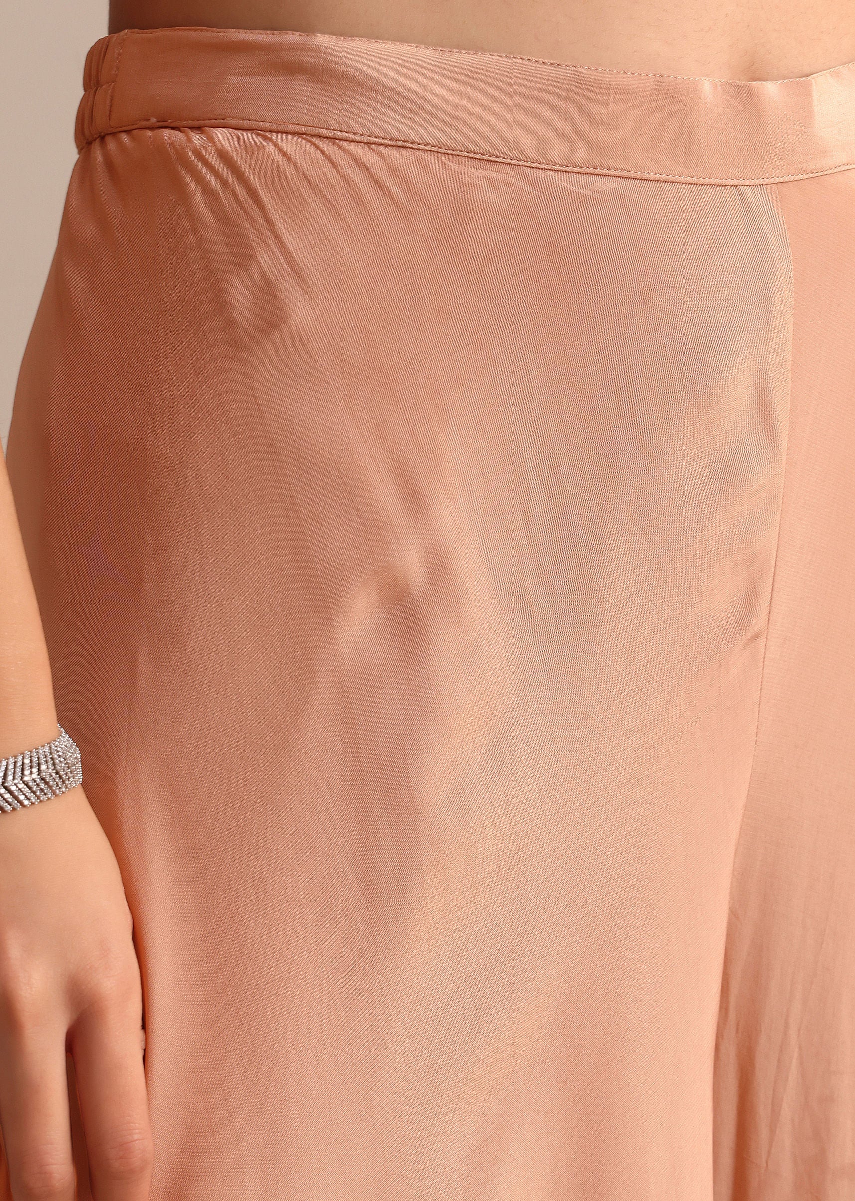 Peach Organza Crop Top Suit With Embroidered Jacket - Image 7