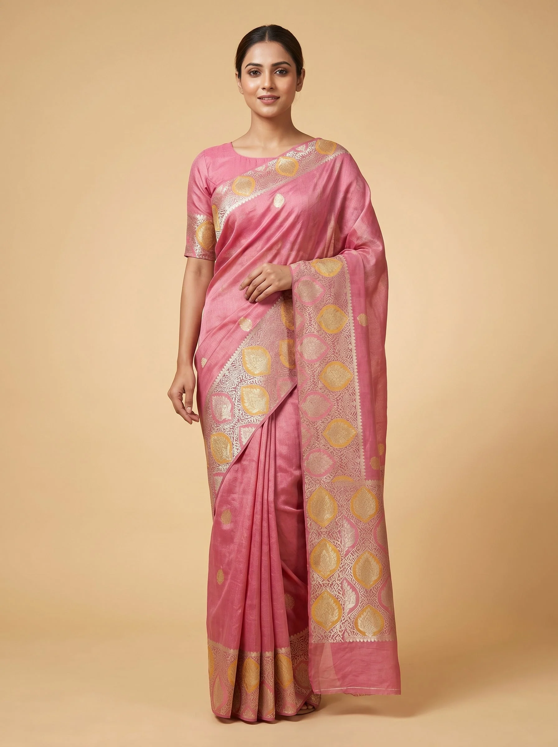 Peach Smooth Drape Handloom Saree