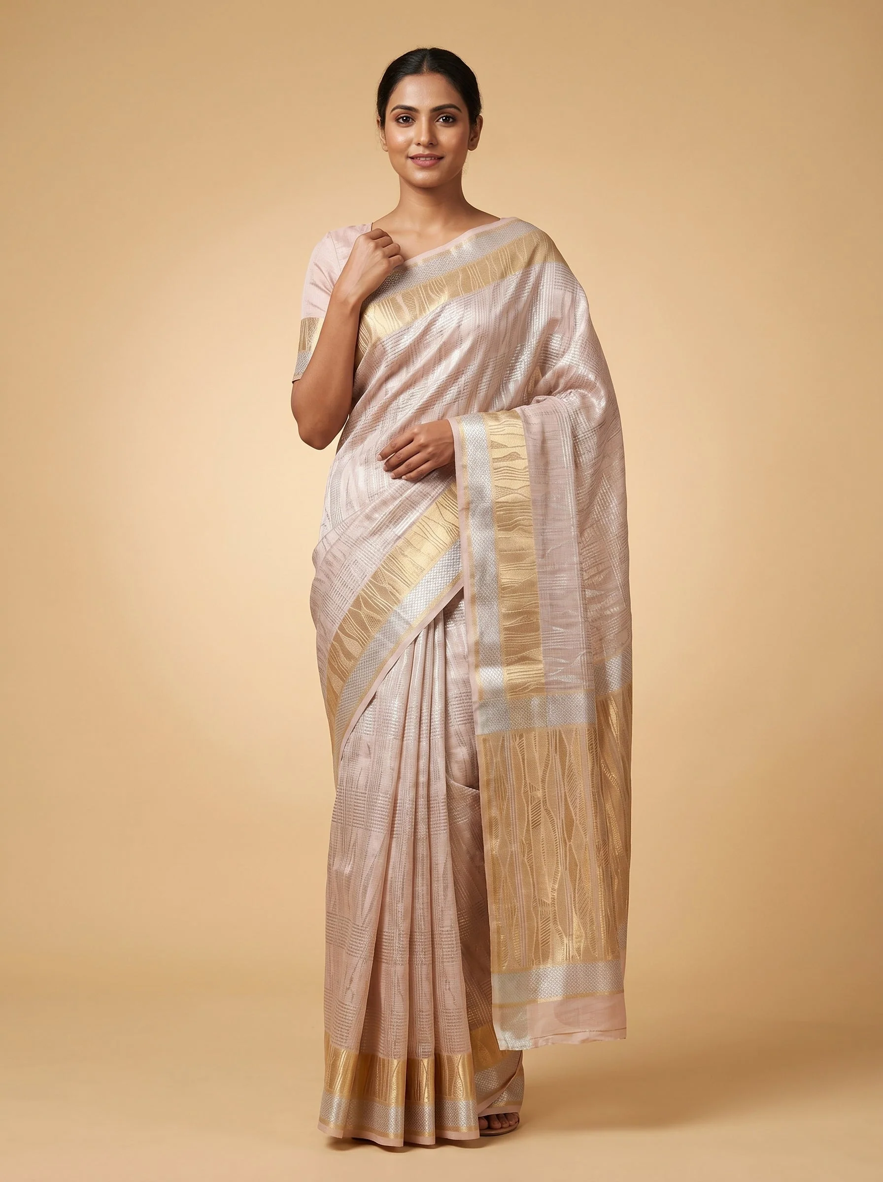 Peach Smooth Drop Handloom Saree