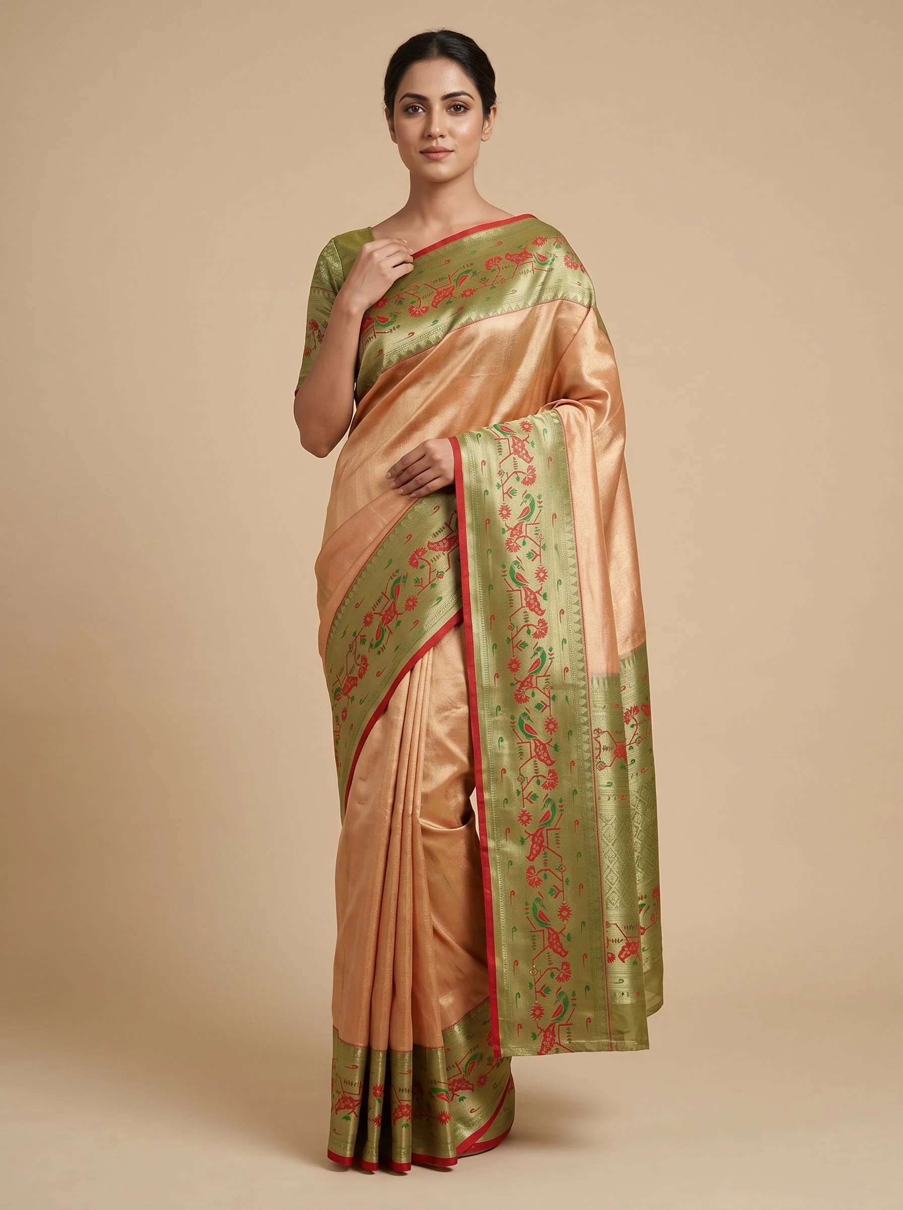 Peach Soft Warmth Handloom Saree