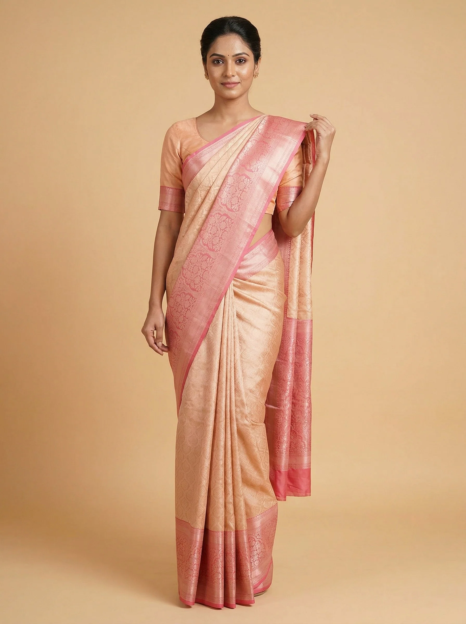 Peach Tender Handloom Saree