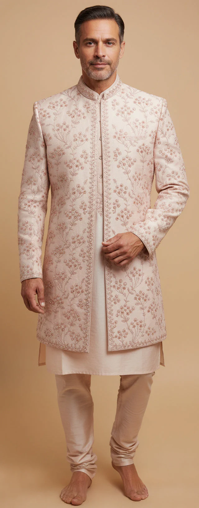 Peach Wedding Sherwani - Image 2