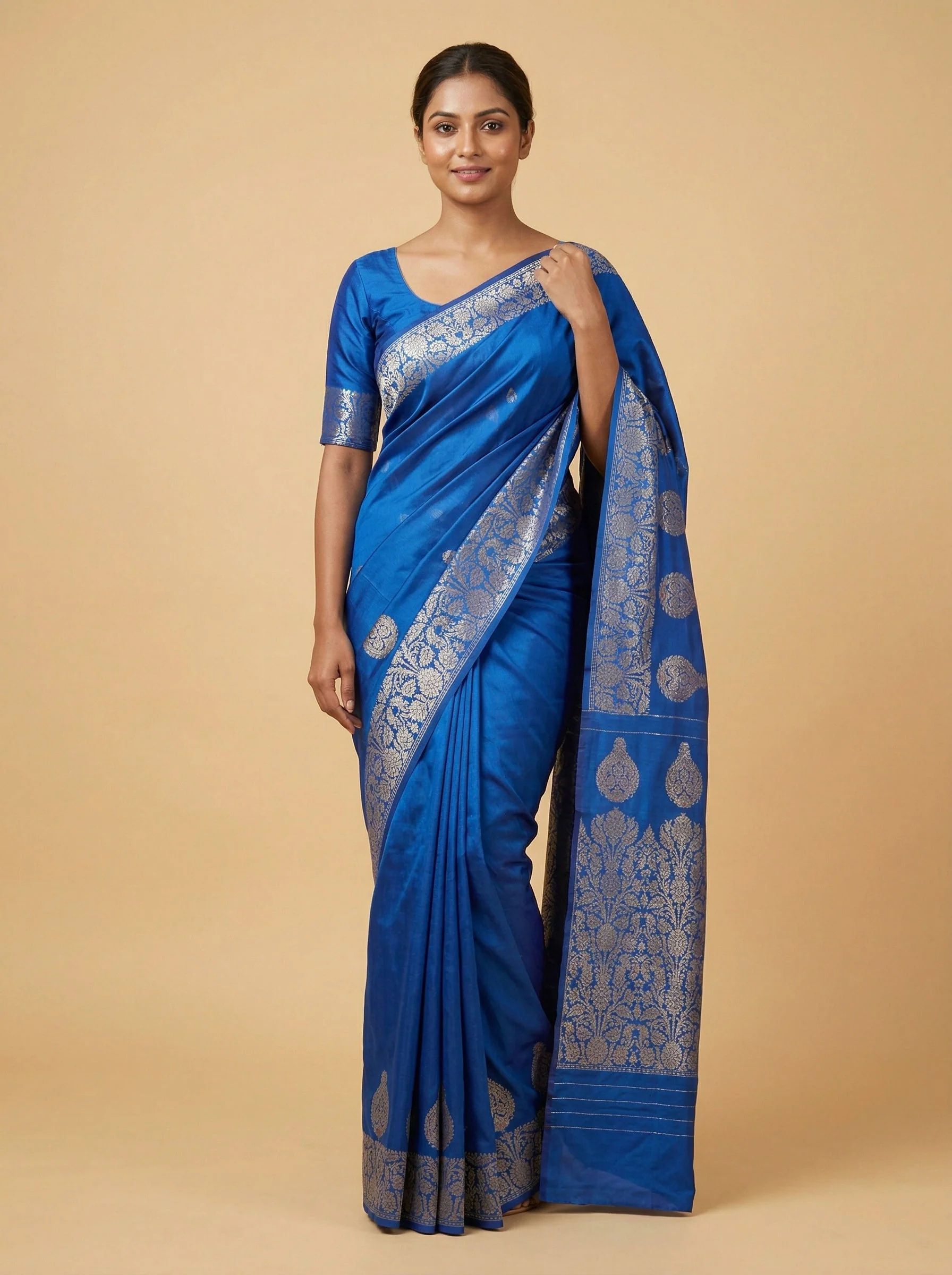 Peacock Blue Heritage Handloom Saree