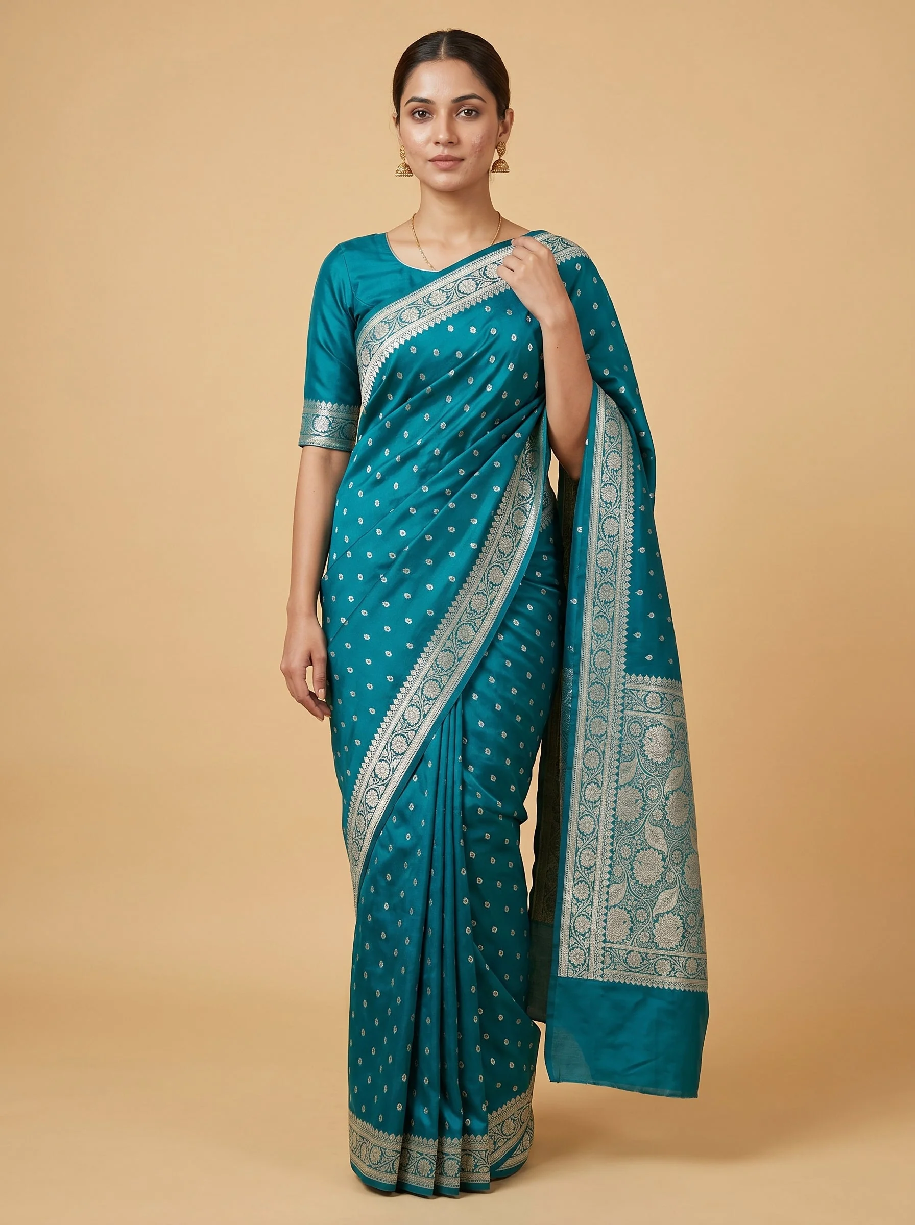 Peacock Blue Regal Drape Handloom Saree