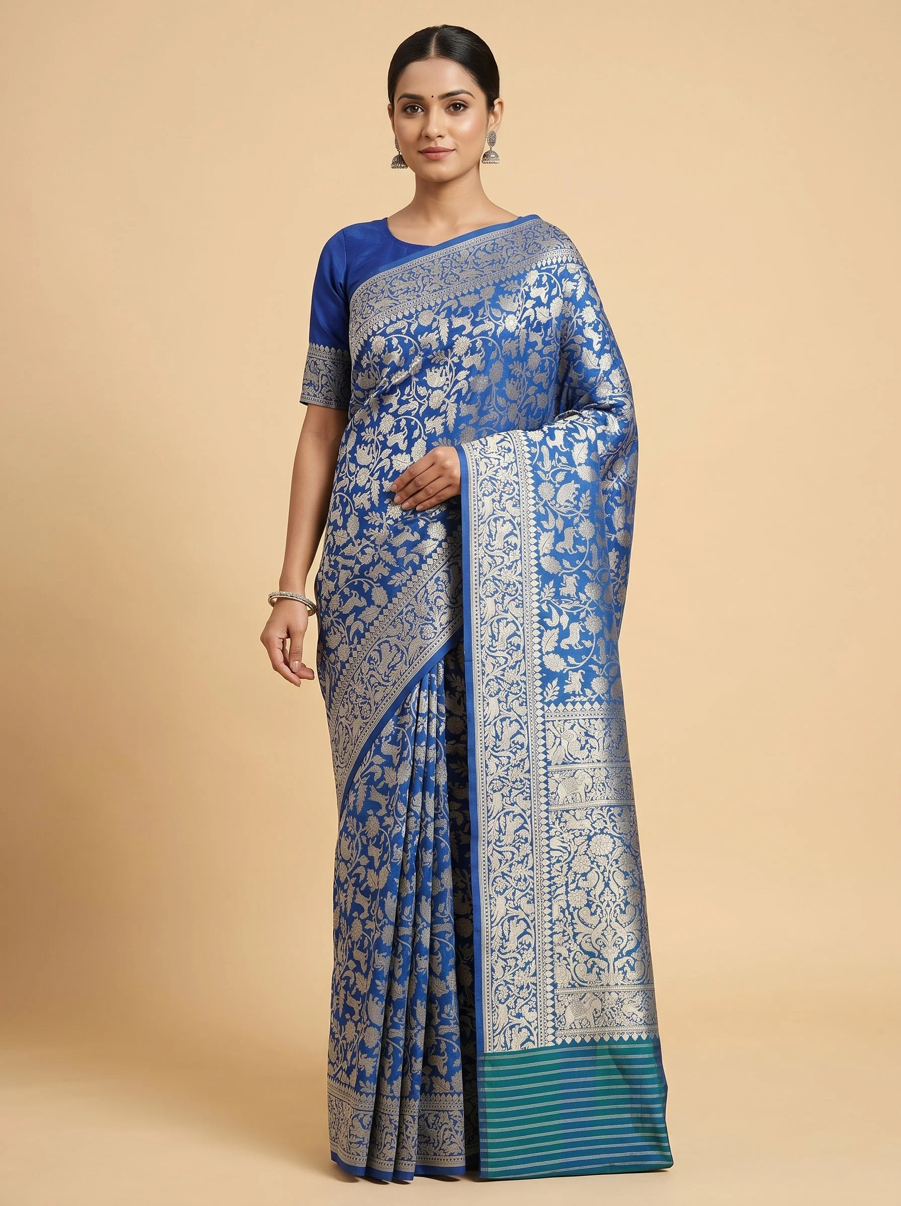 Peacock Blue Regal Tone Handloom Saree