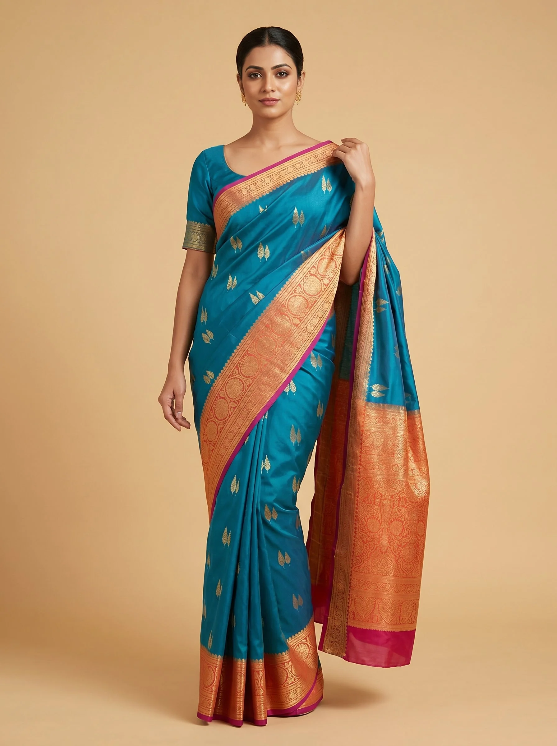 Peacock Blue Rich Handloom Saree