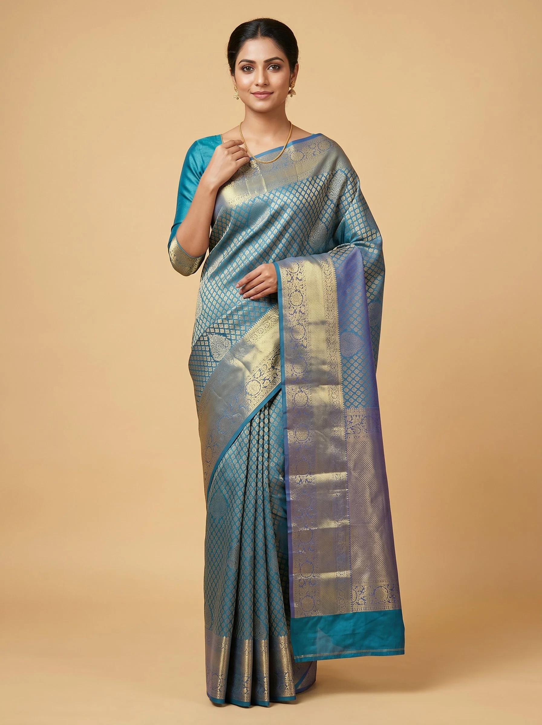 Peacock Blue Royal Loom Handloom Saree