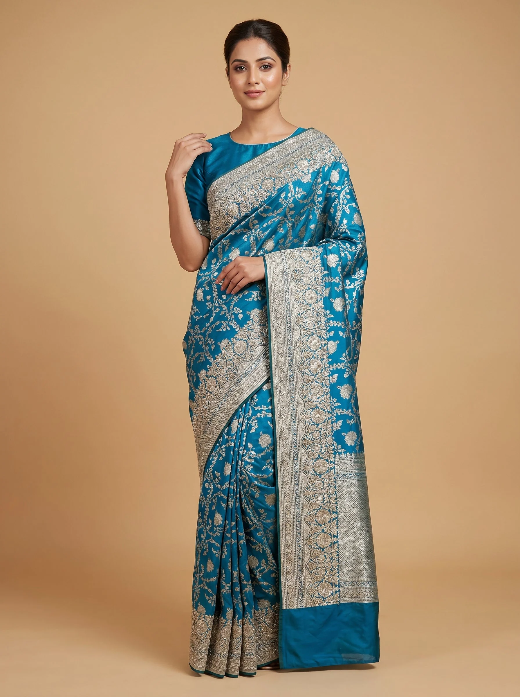 Peacock Glow Embroidered Saree