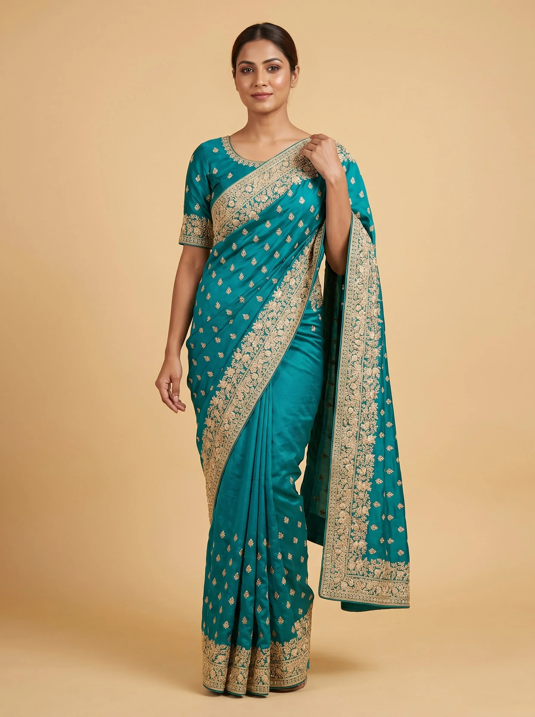 Peacock Green Glow Saree