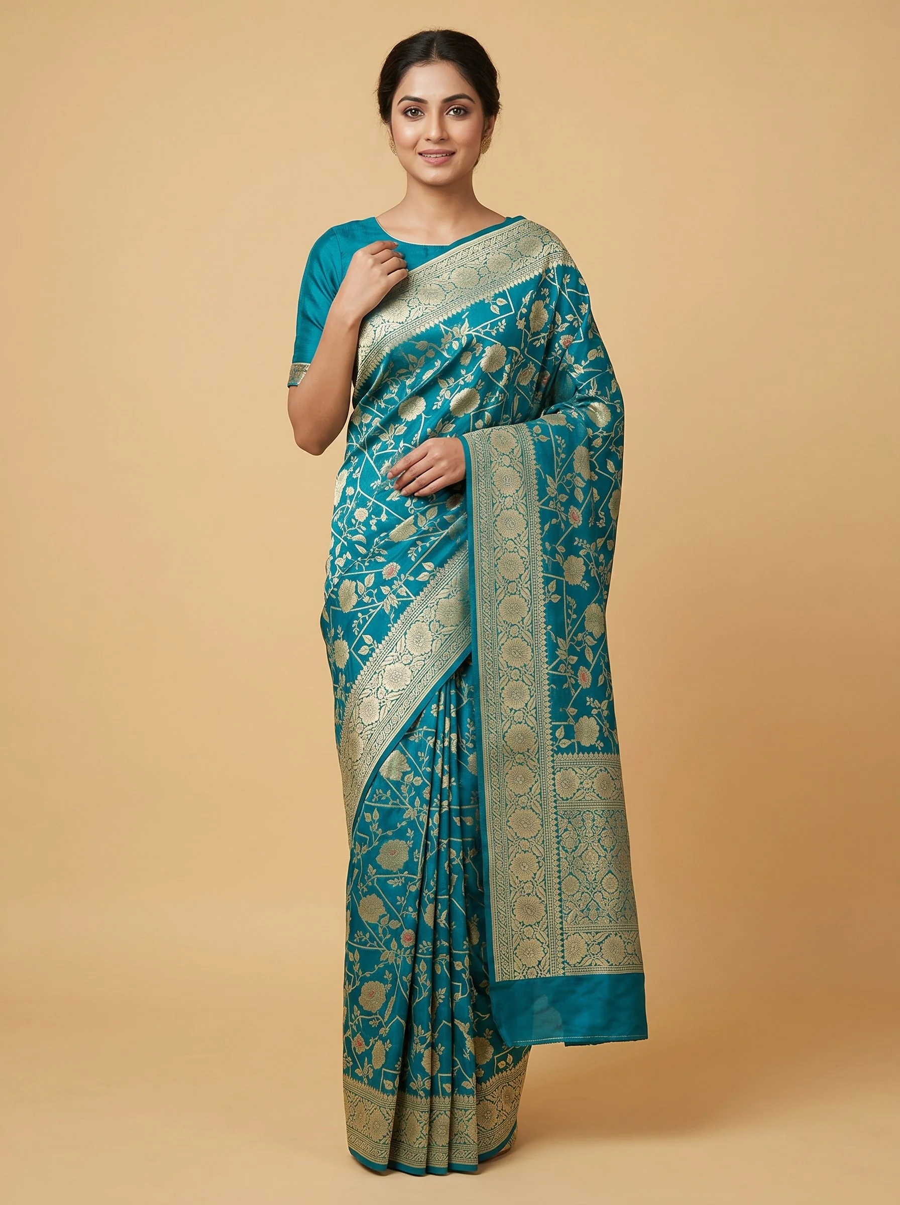 Peacock Green Jewel Drape Handloom Saree