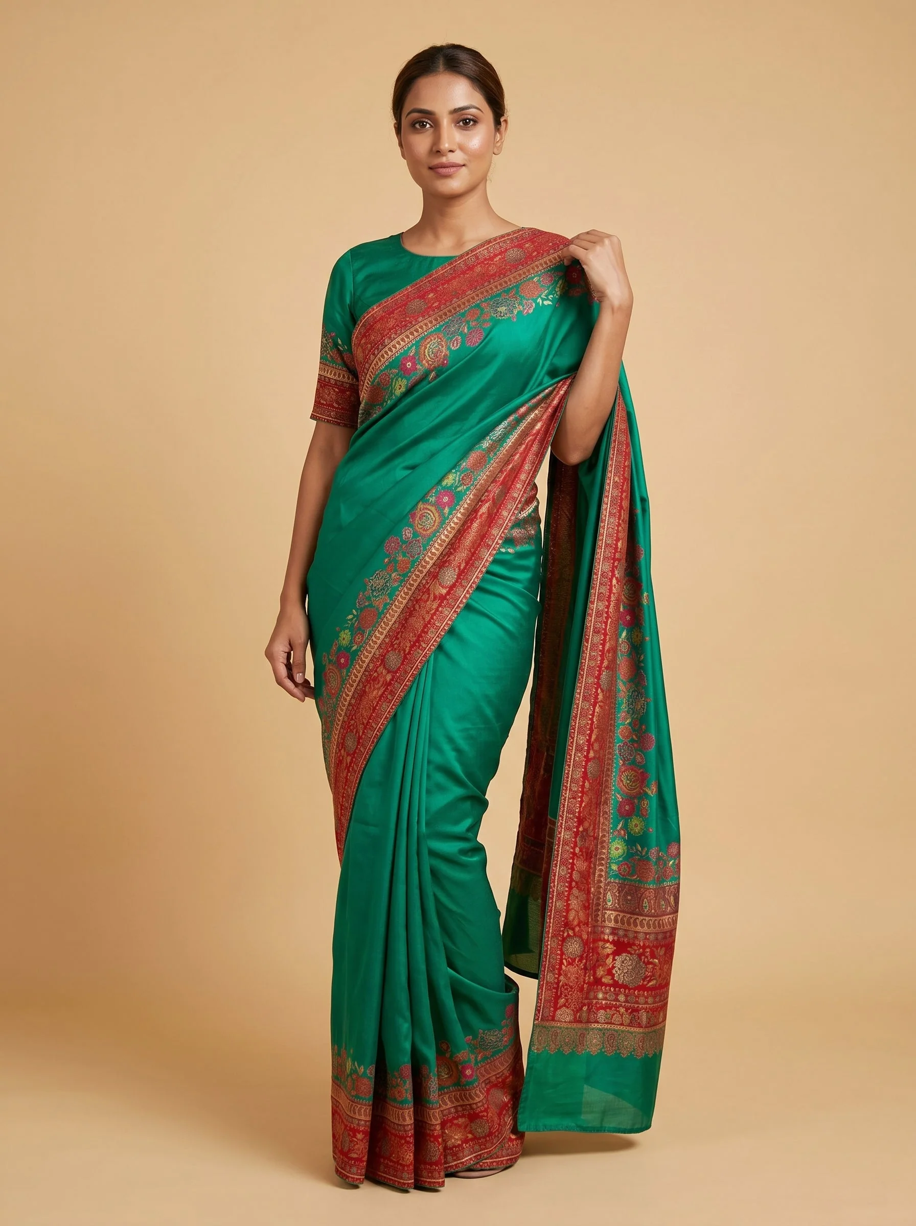 Peacock Green Regal Tone Handloom Saree