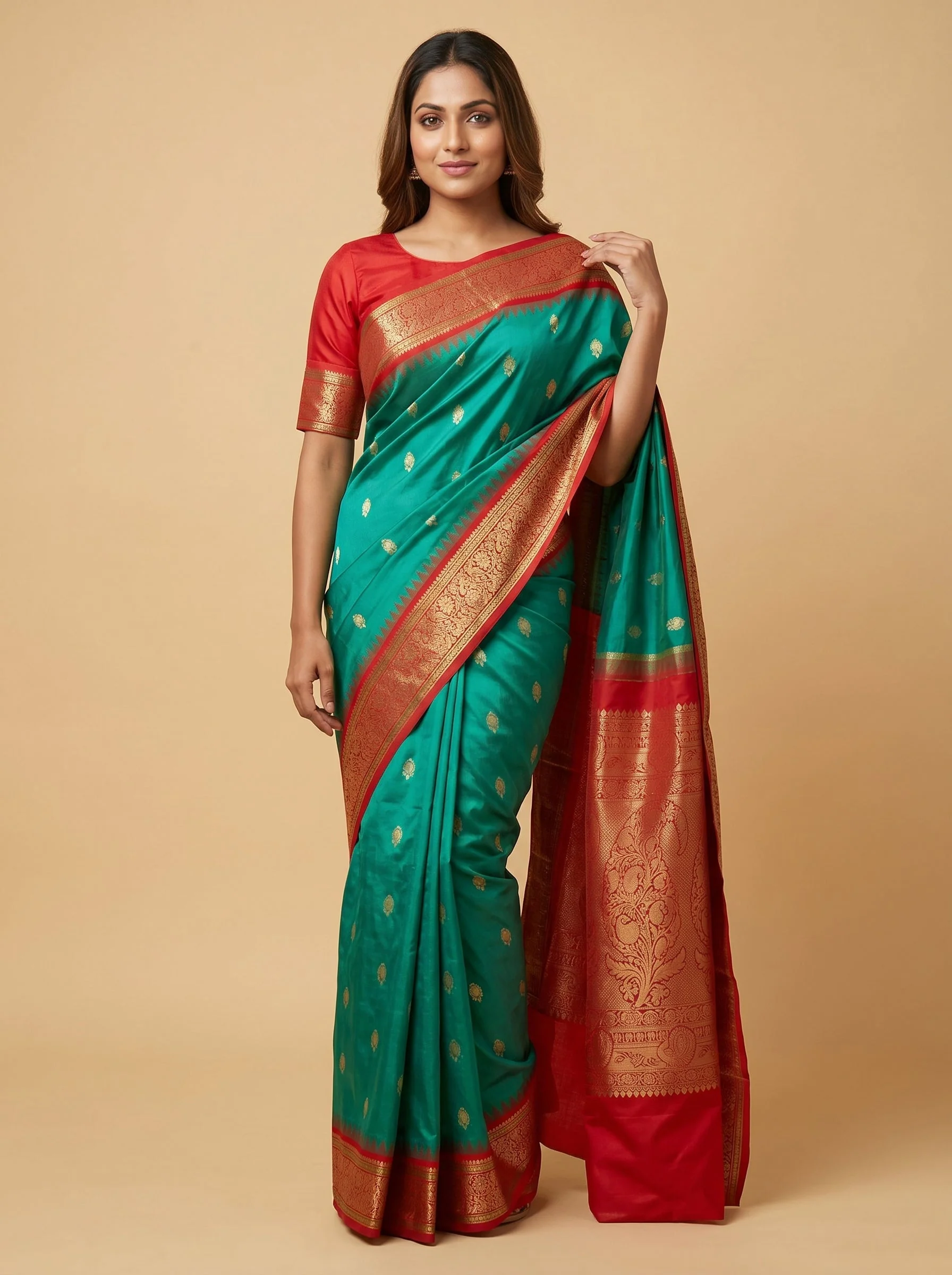 Peacock Green Shine Saree