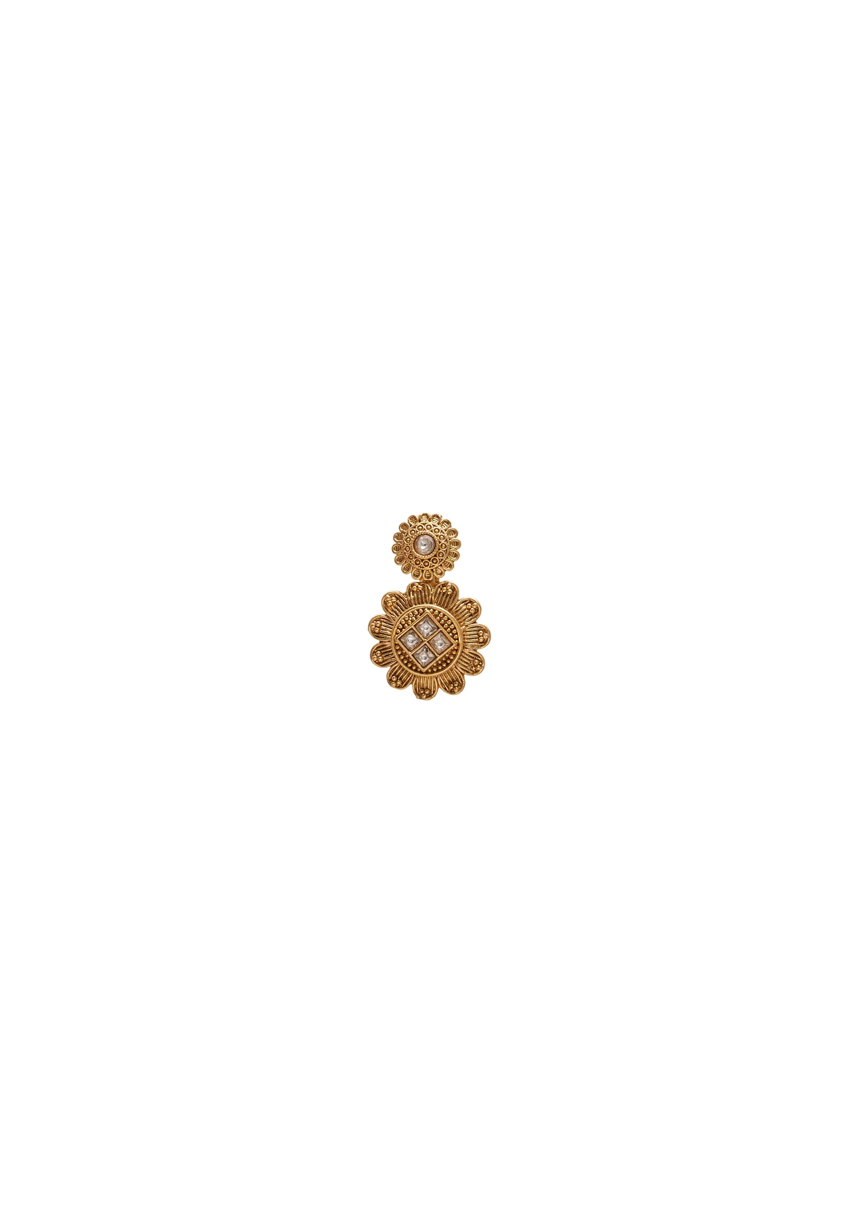 Pearl And Stone Drop Kundan Necklace Set - Image 4