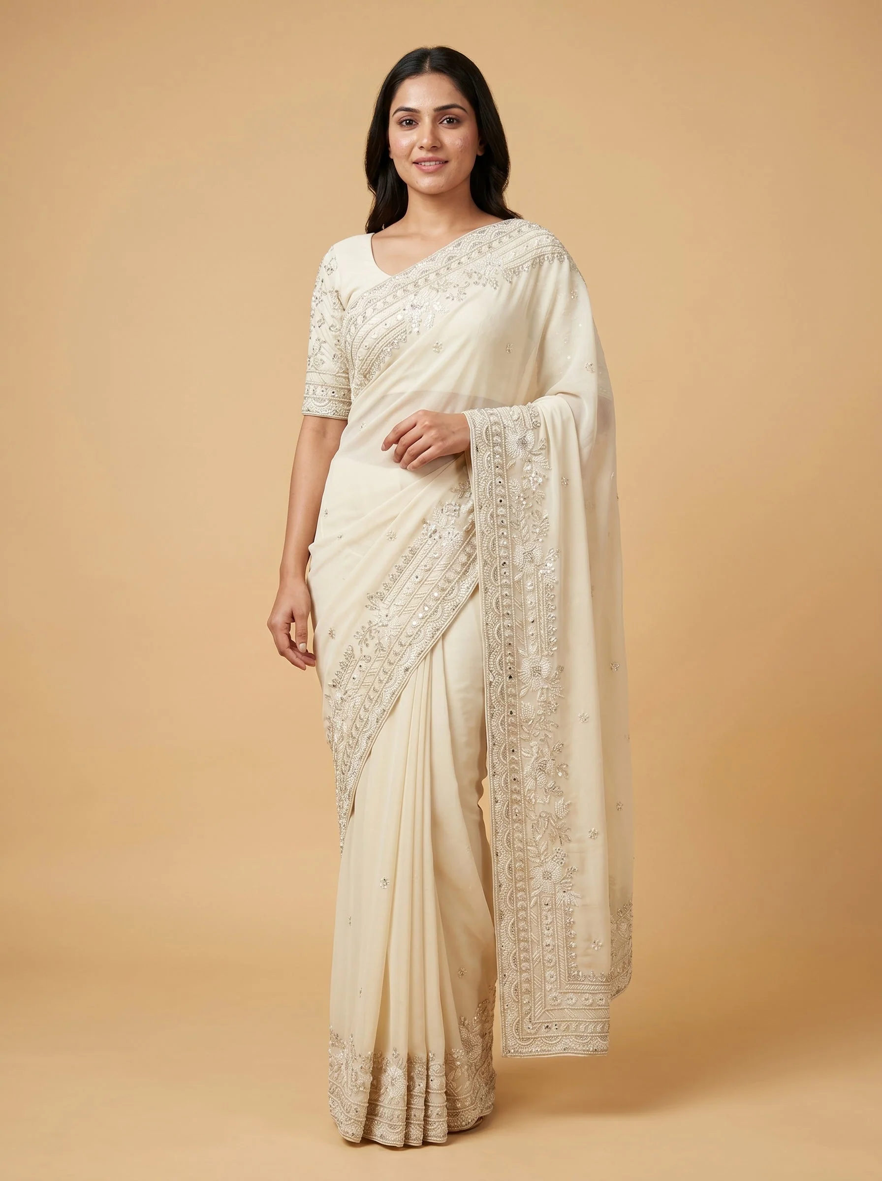 Pearl Ivory Elegance Saree
