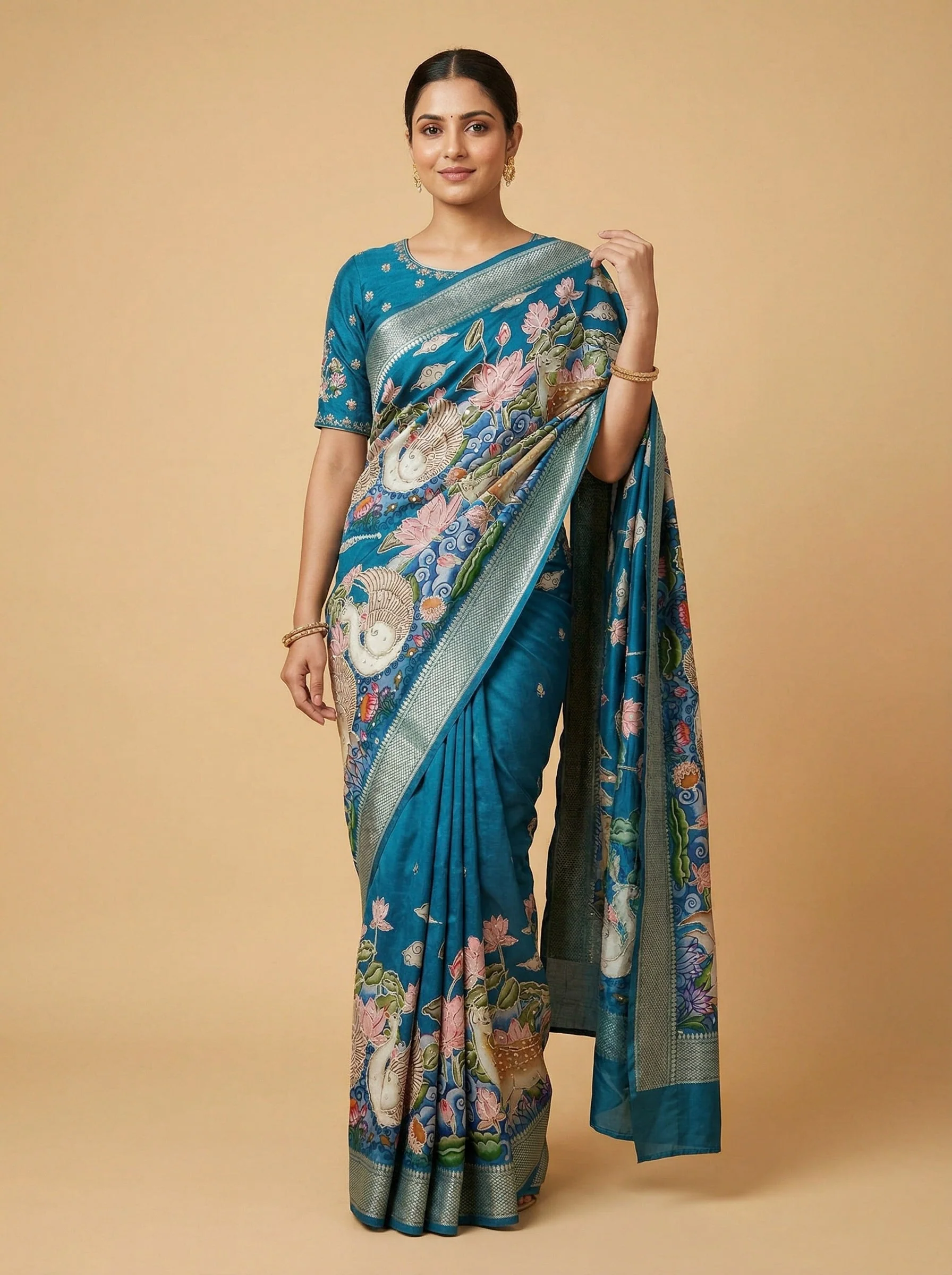 Periwinkle Blue Embroidered Saree