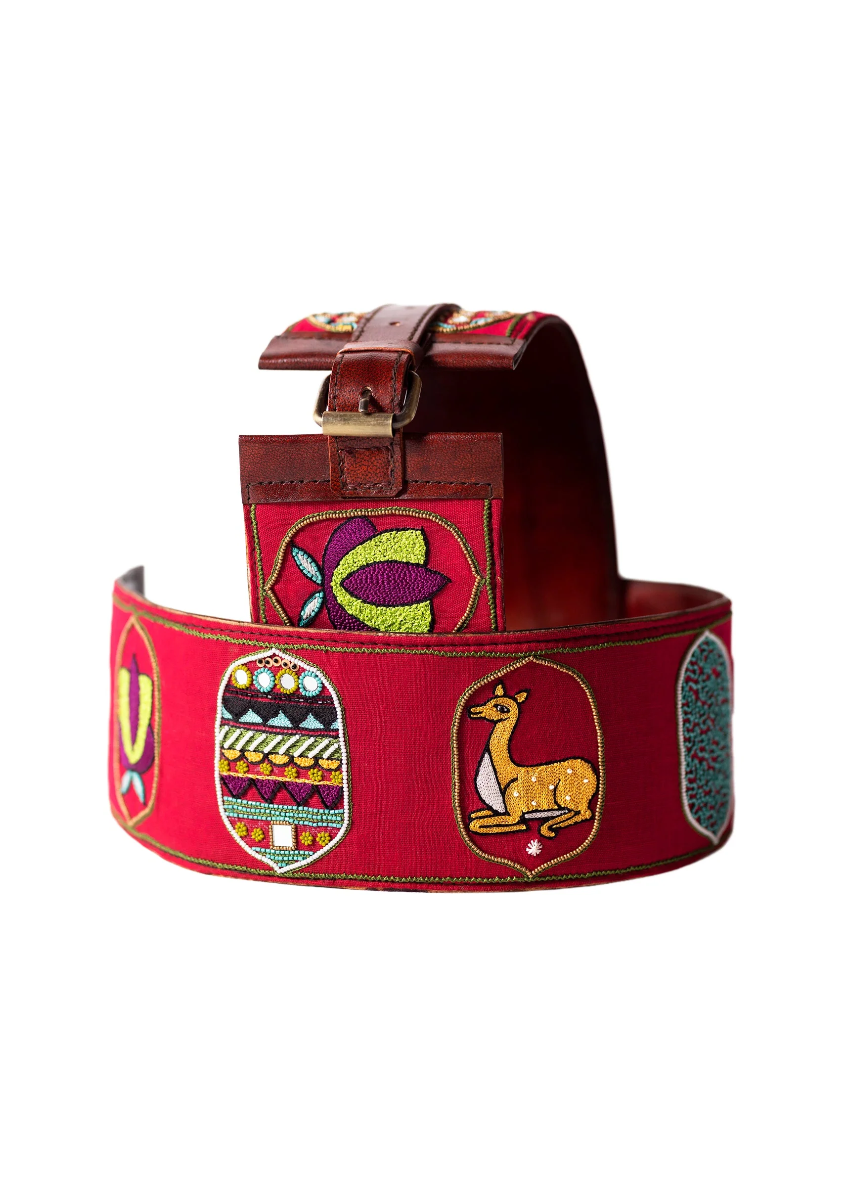 Pink And Yellow Embroidered Waist Belt - Image 3