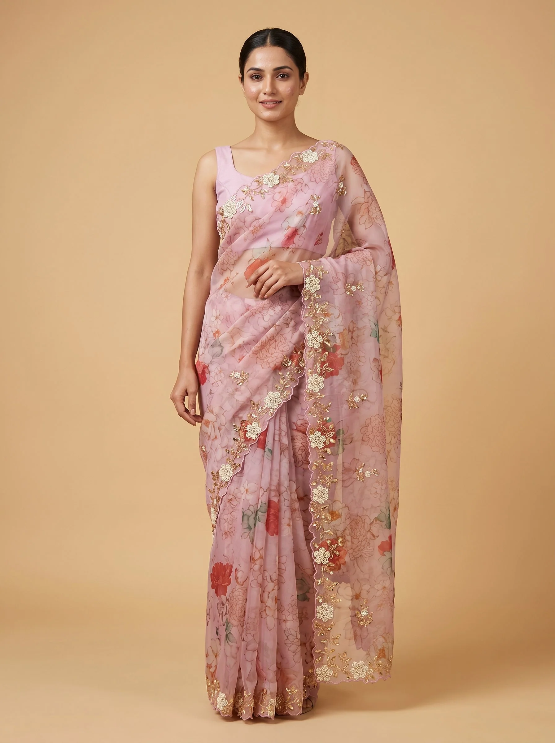 Pink Ballet Glow Embroidered Saree