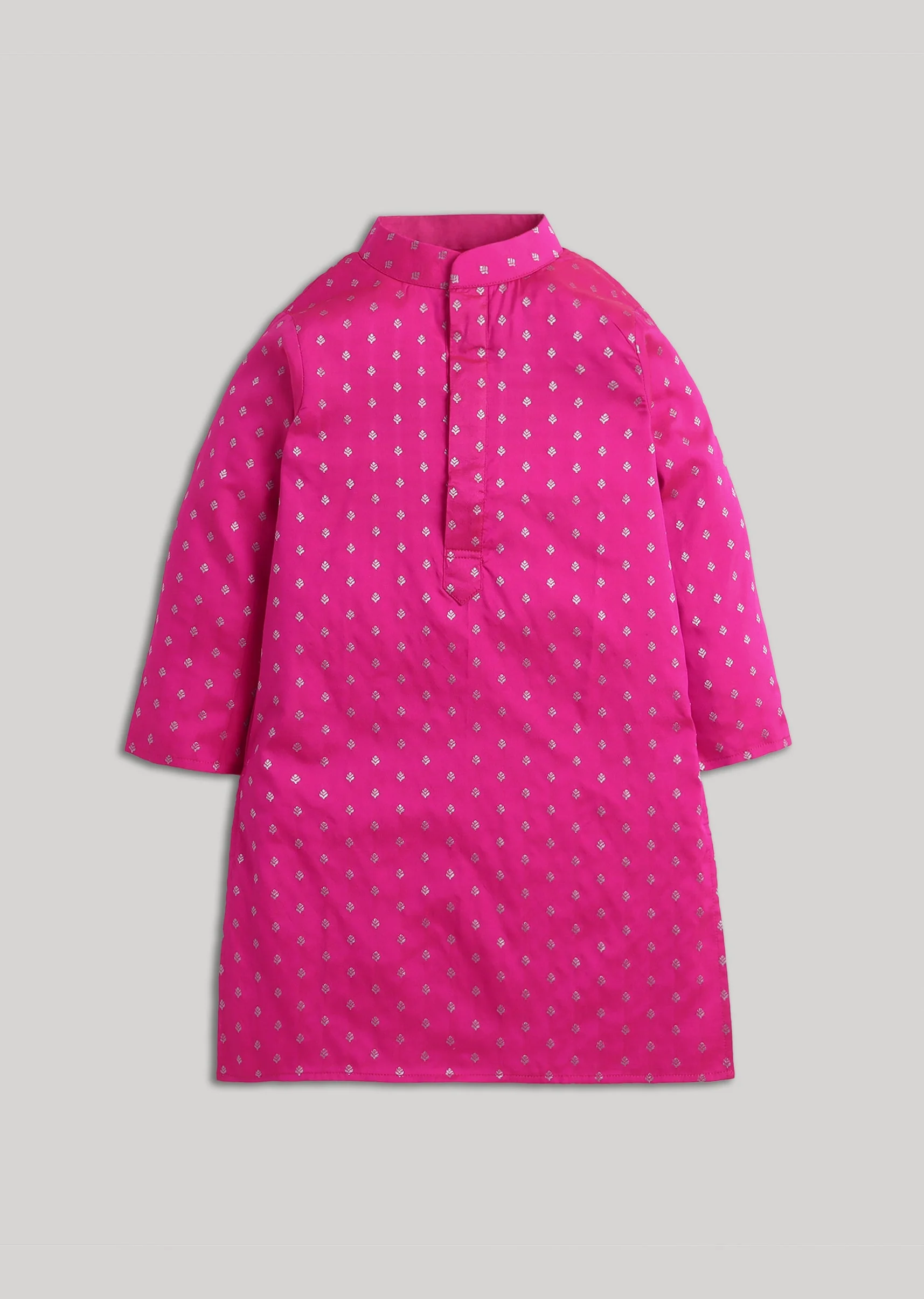 Pink Banarasi Silk Boys Kurta Set - Image 2