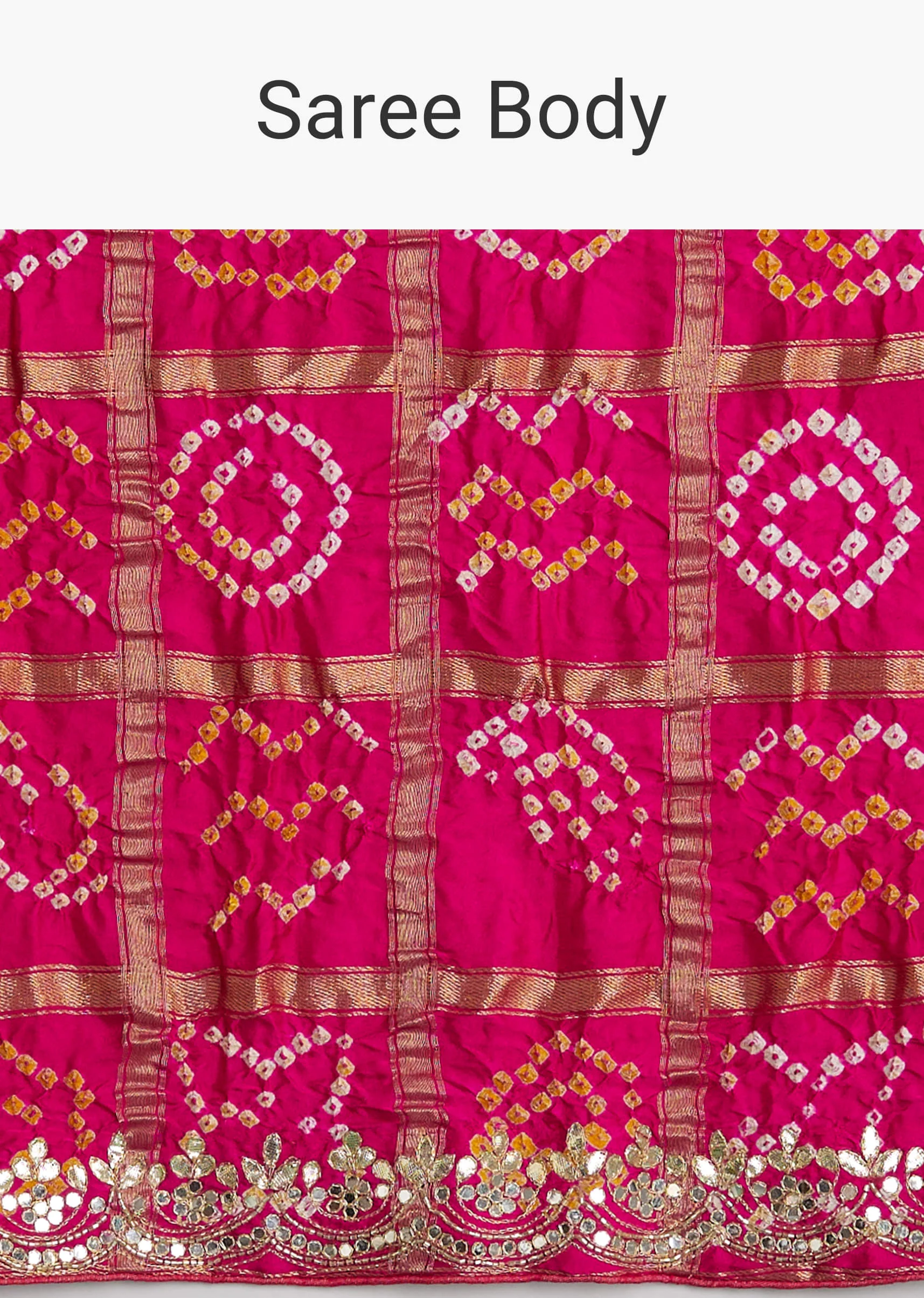 Pink Bandhani Saree With Gota Work - Image 10