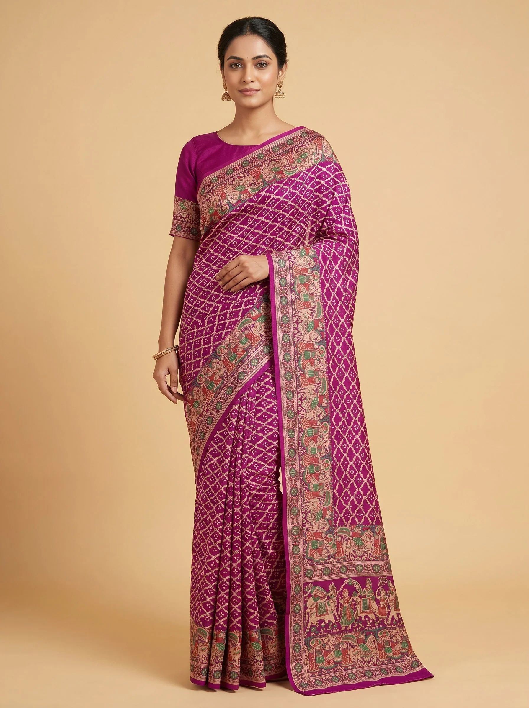 Pink Bandhani Saree with Vibrant Essence