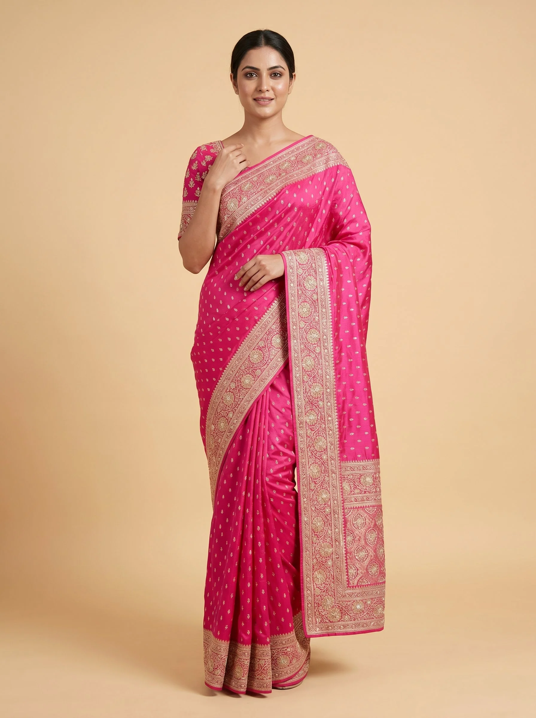 Pink Blooming Grace Embroidered Saree
