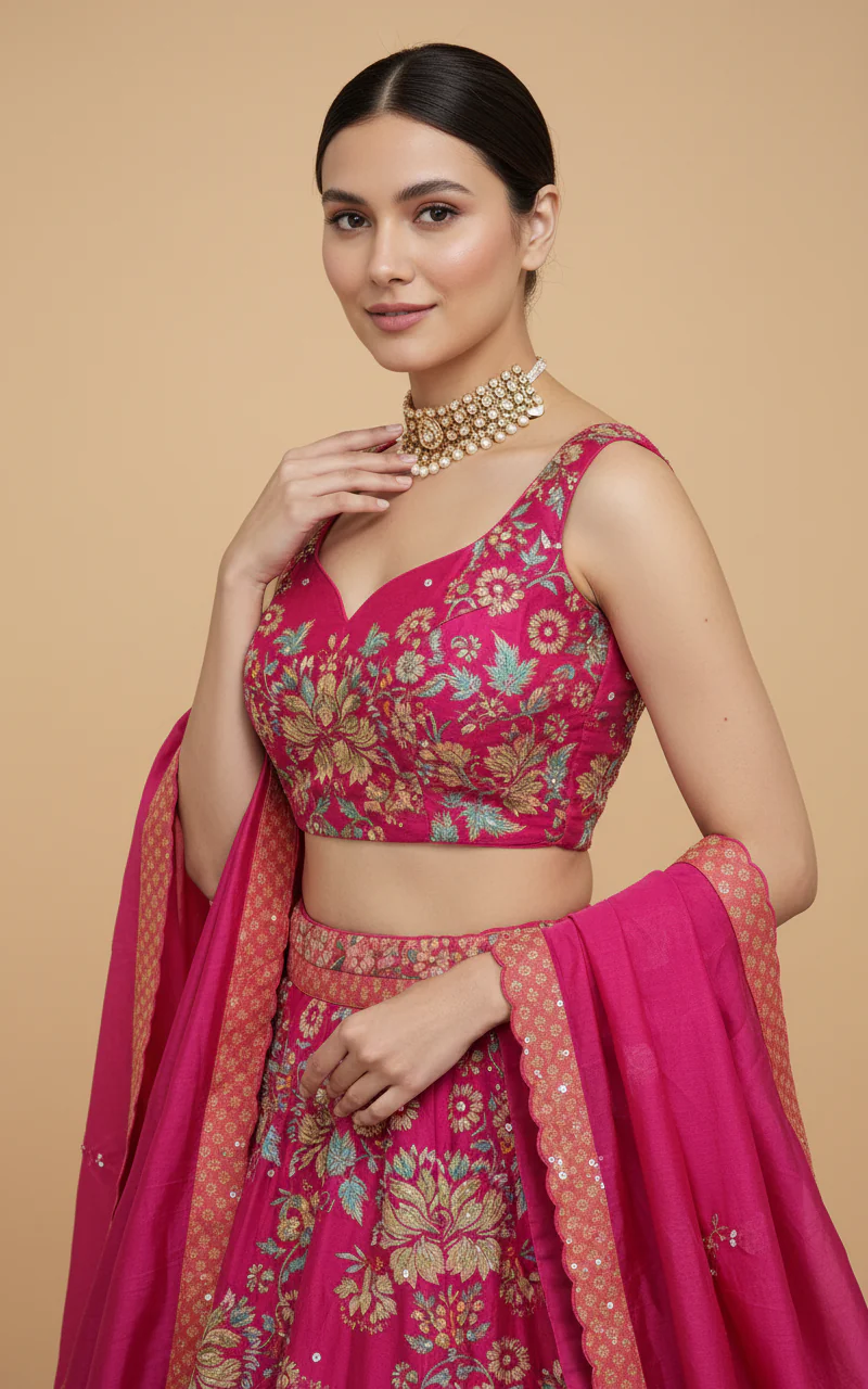 Pink Blush Bridesmaid Lehenga - Image 3