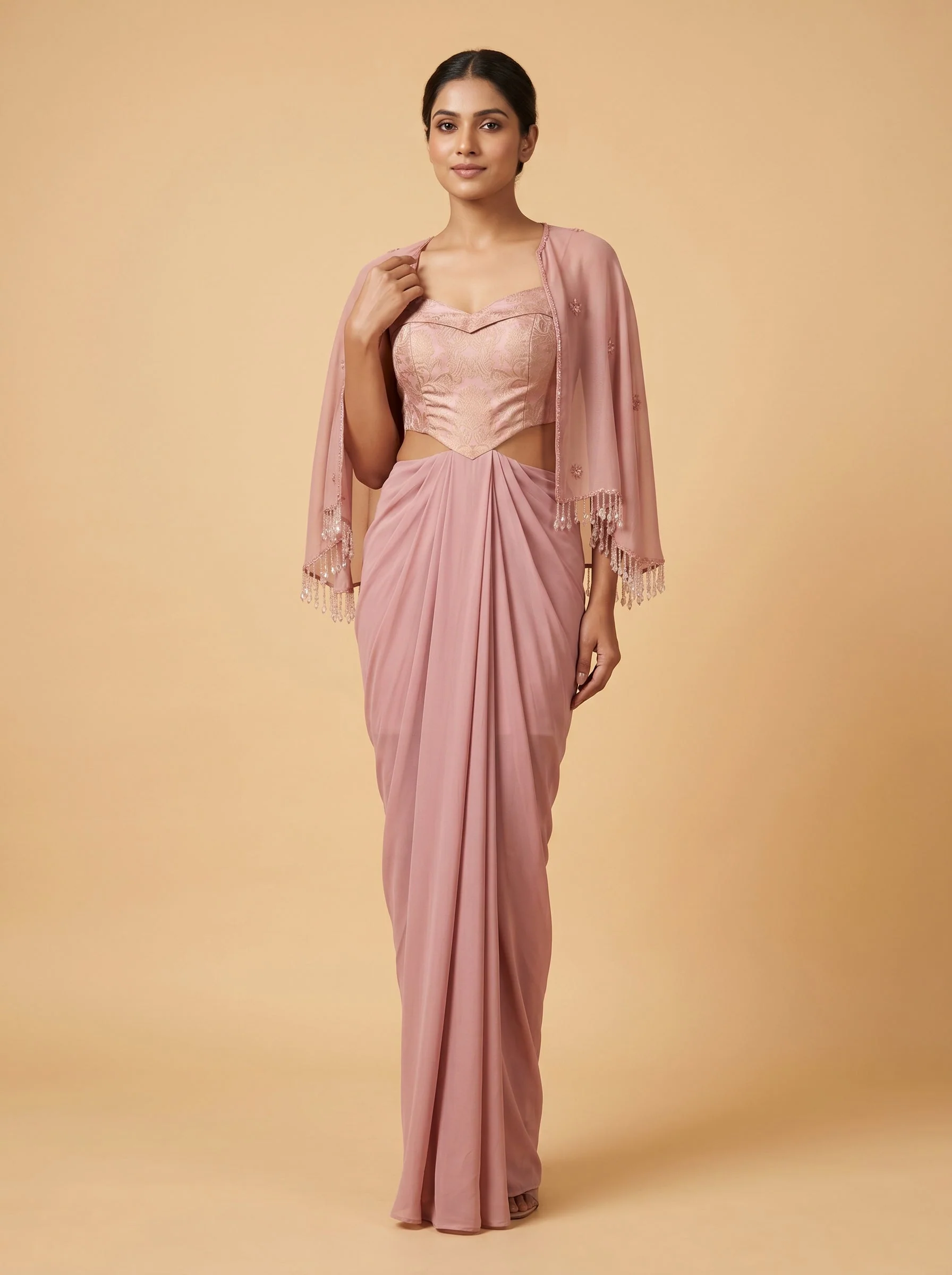 Pink Blush Drape Cape Set