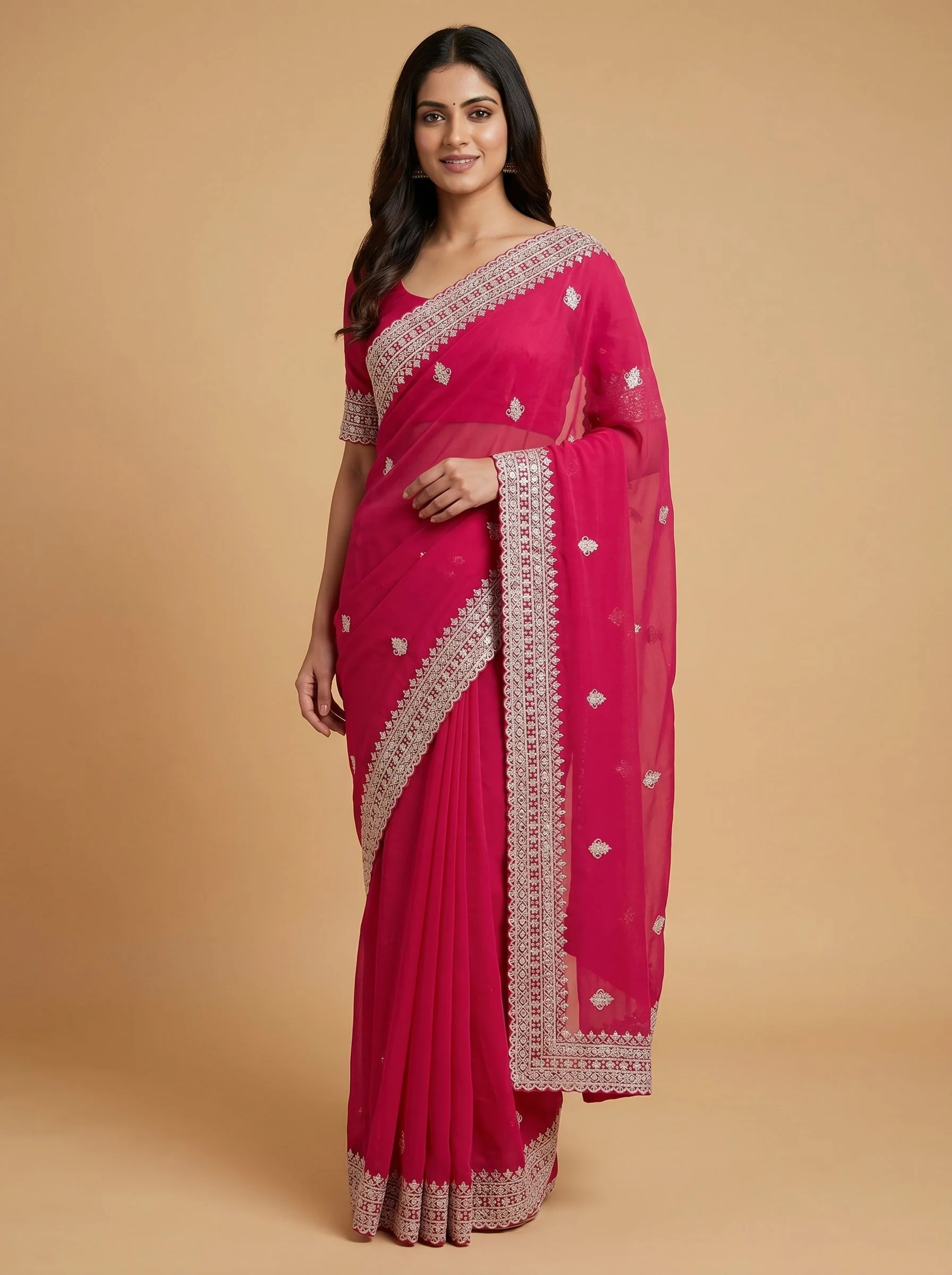 Pink Candy Bloom Embroidered Saree