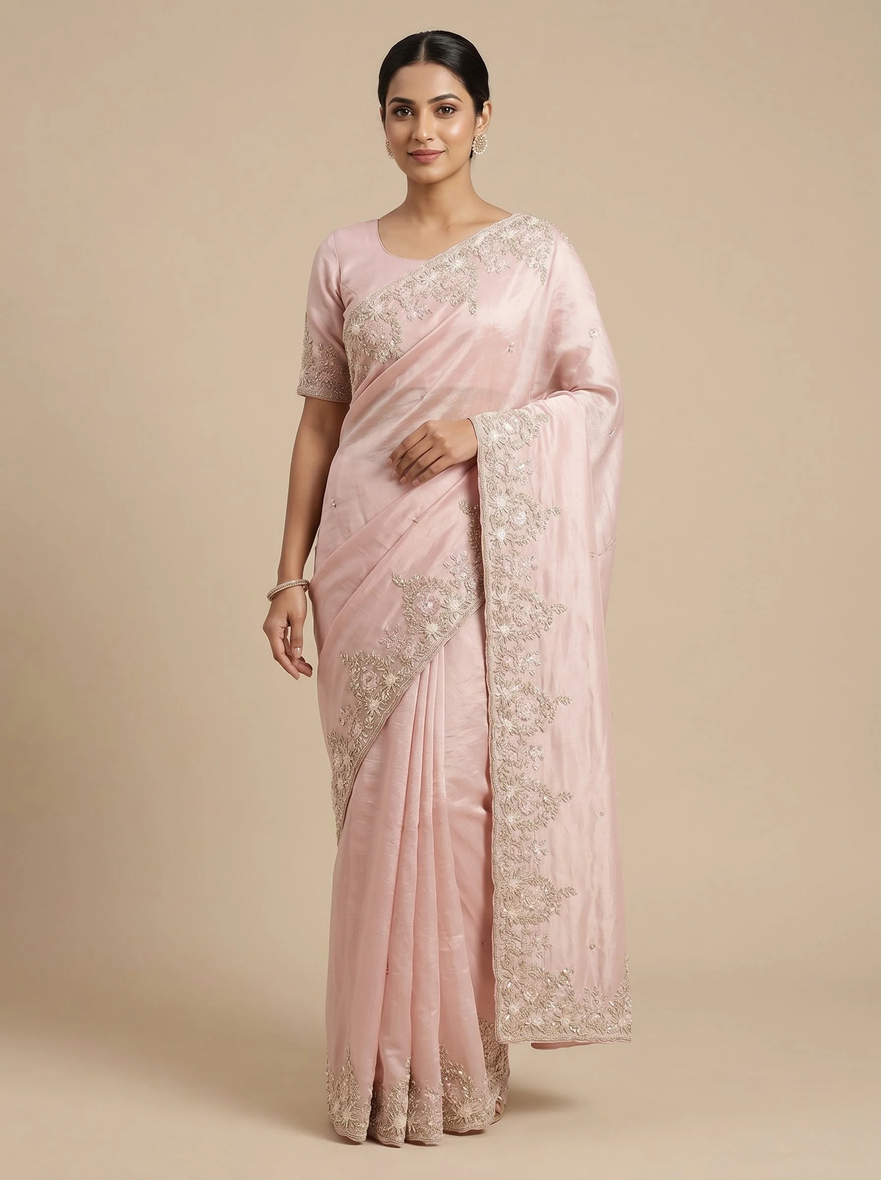 Pink Captivating Embroidered Saree
