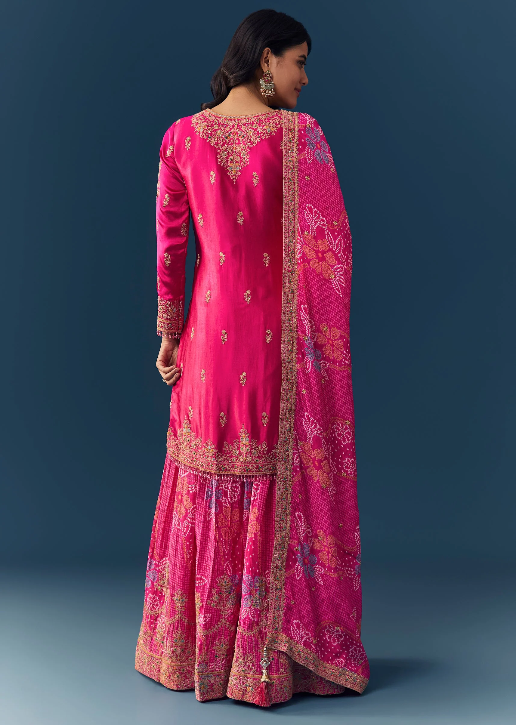 Pink Cutdana Embellished Kurta Palazzo Set - Image 5