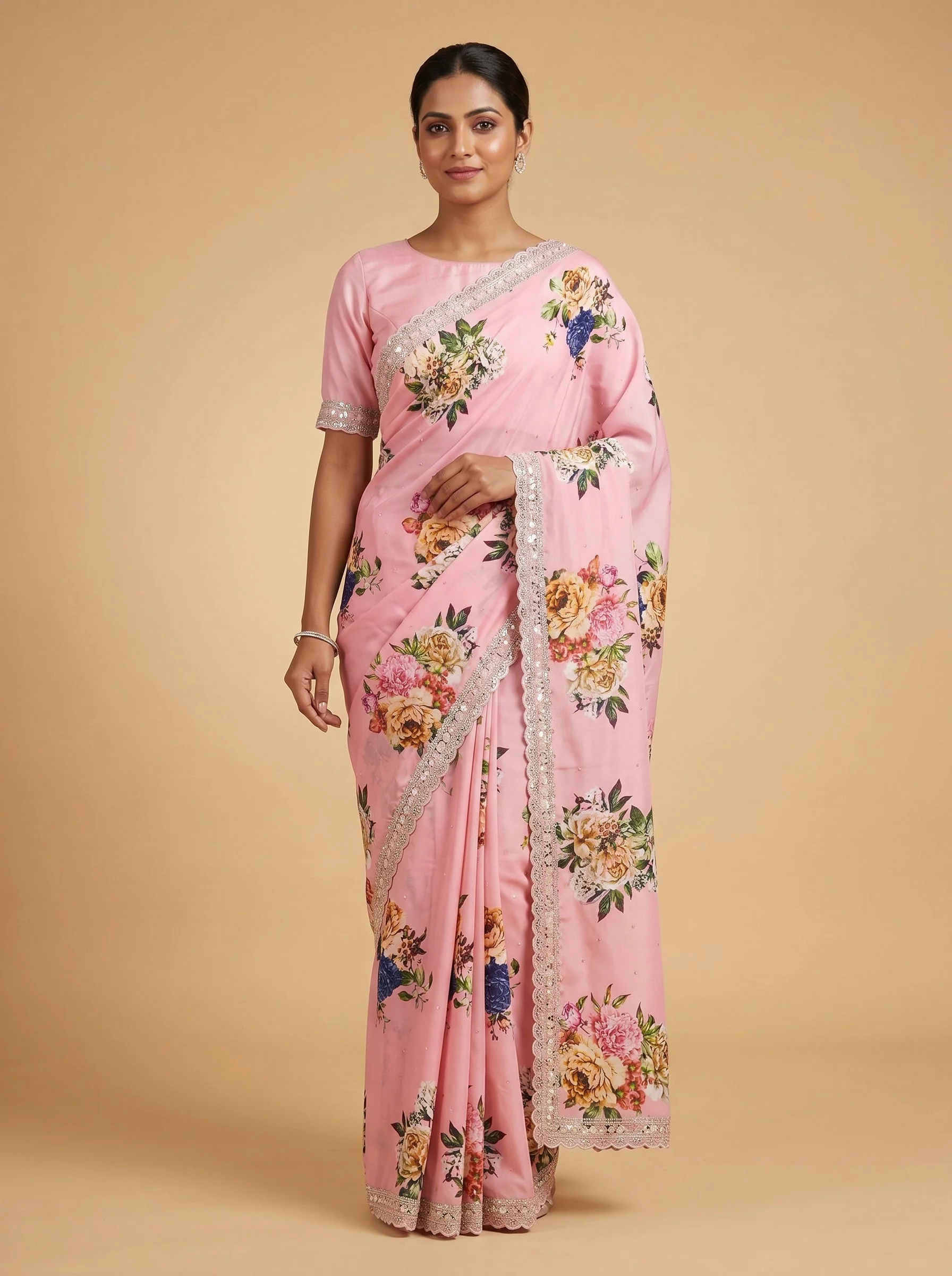 Pink Delicate Embroidered Saree