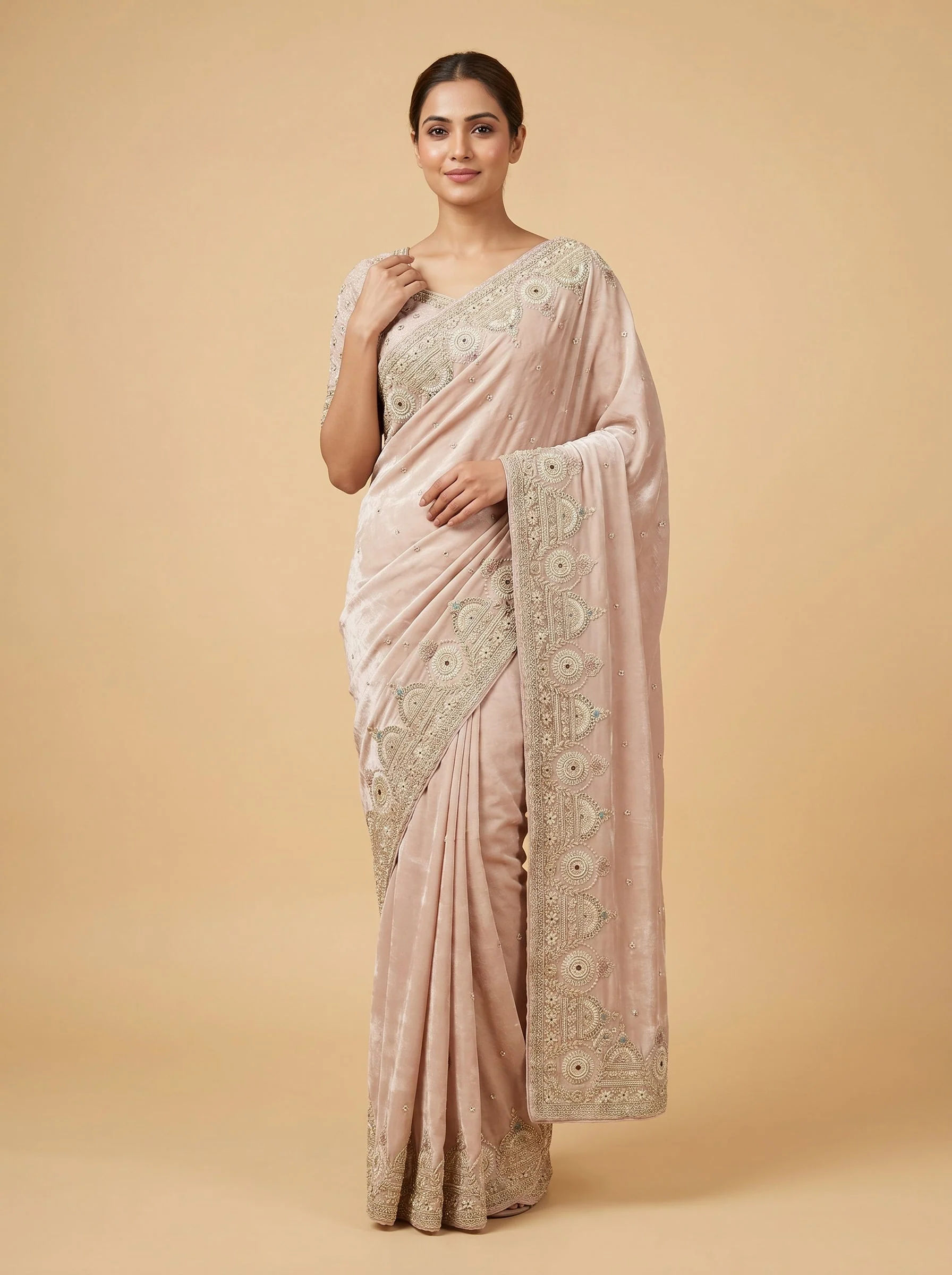 Pink Detailed Craft Saree