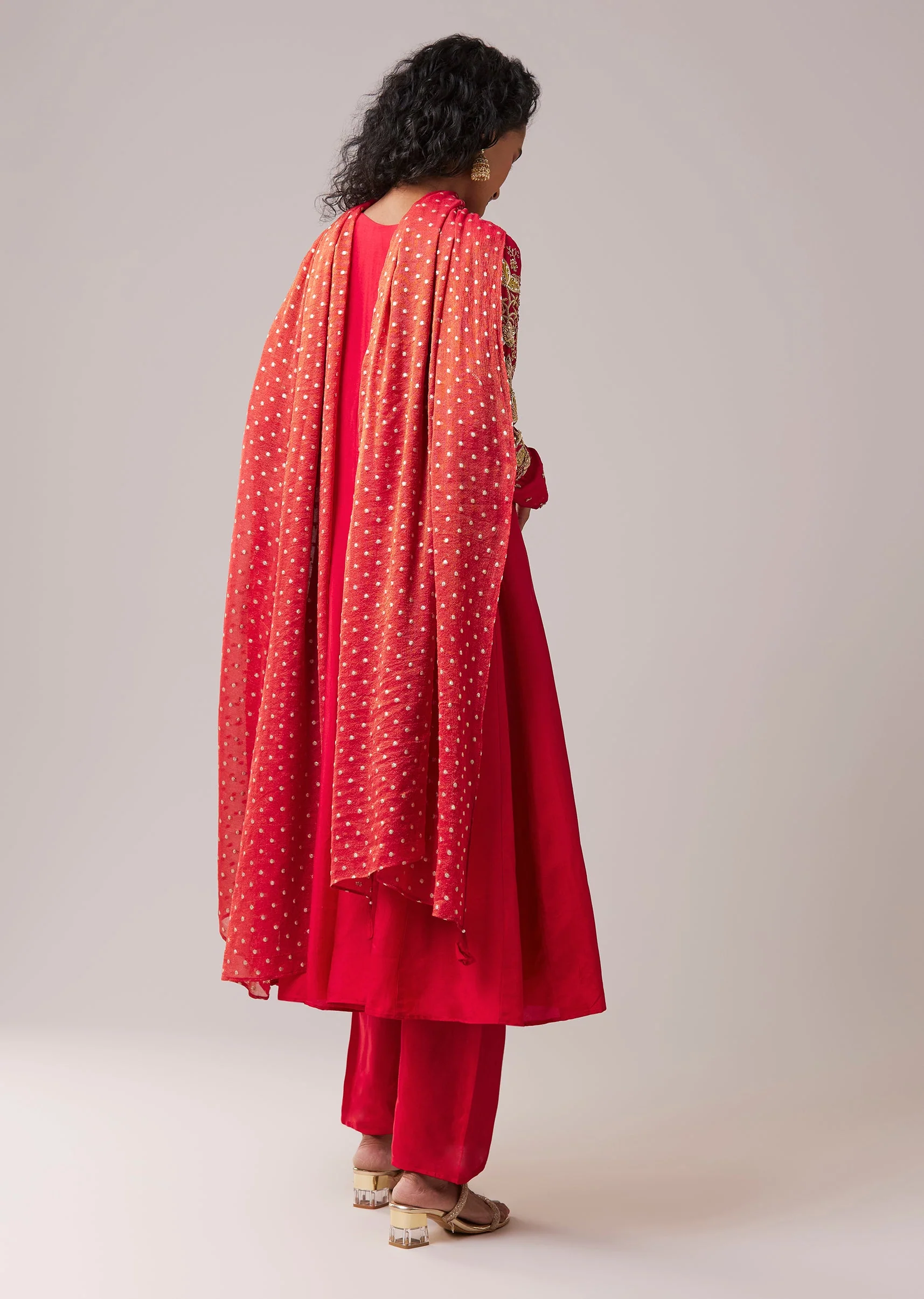 Pink Dola Silk Embellished Anarkali Set - Image 5
