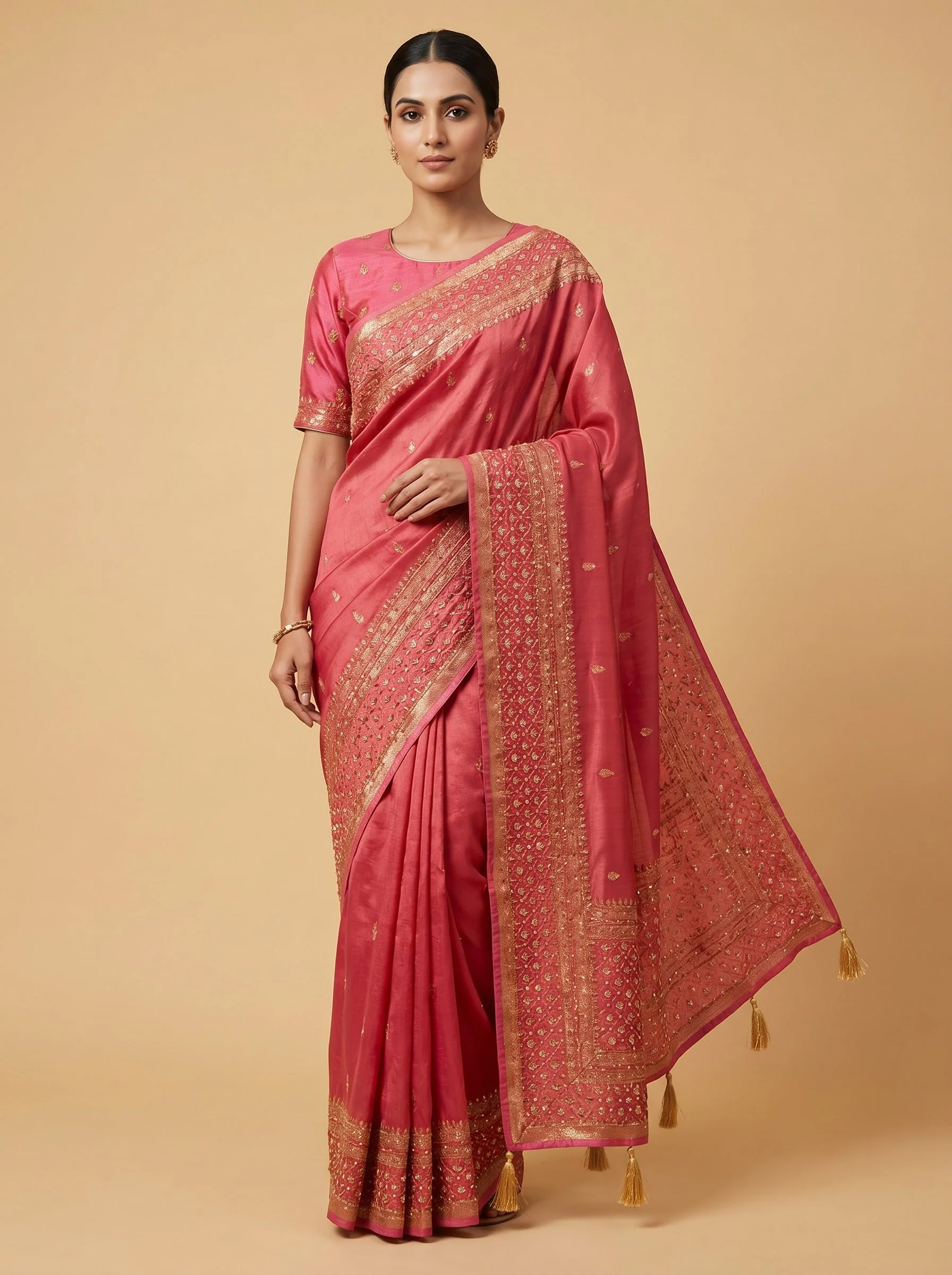 Pink Elegant Grace Embroidered Saree