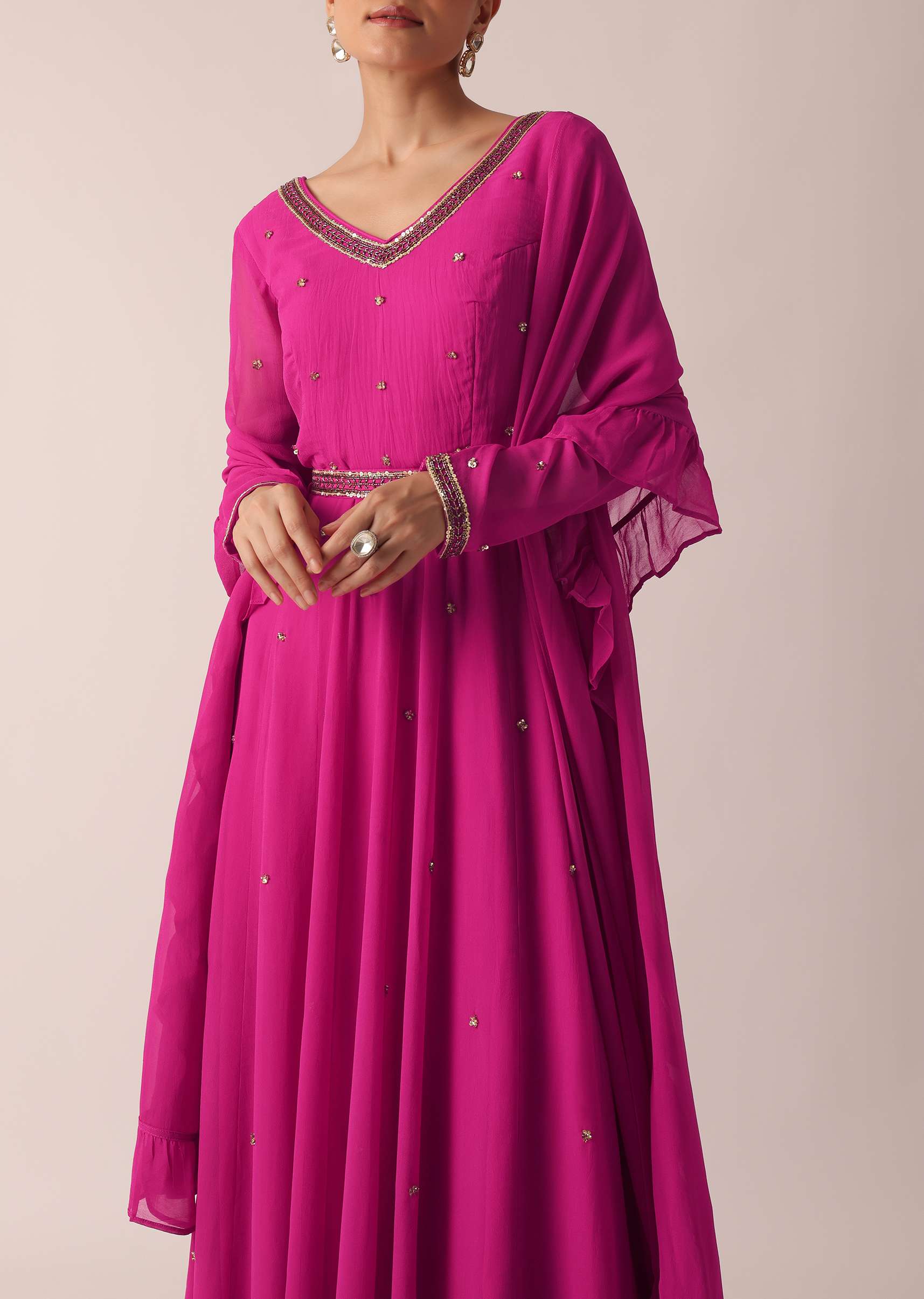 Pink Embroidered Anarkali Set - Image 4