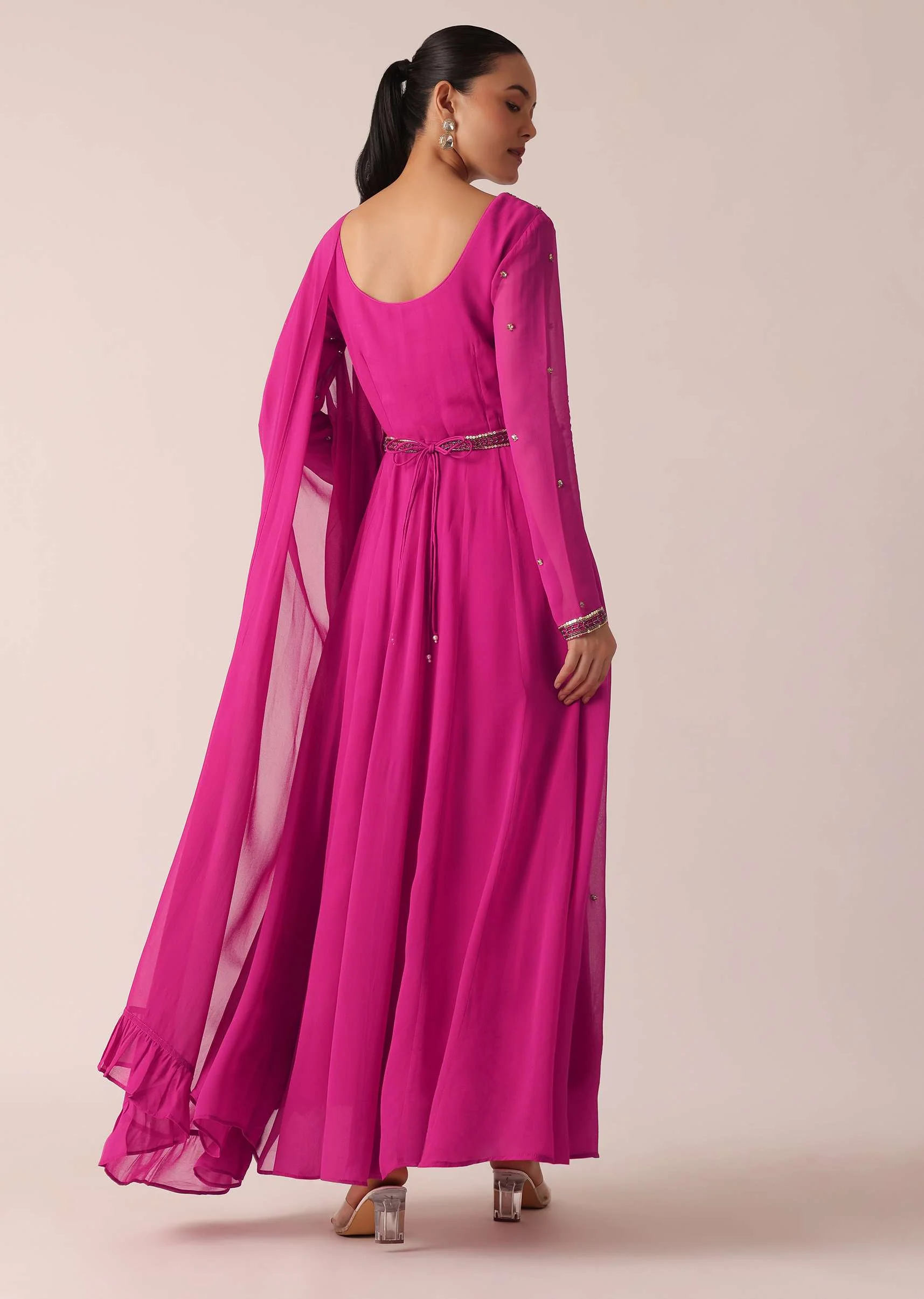 Pink Embroidered Anarkali Set - Image 5