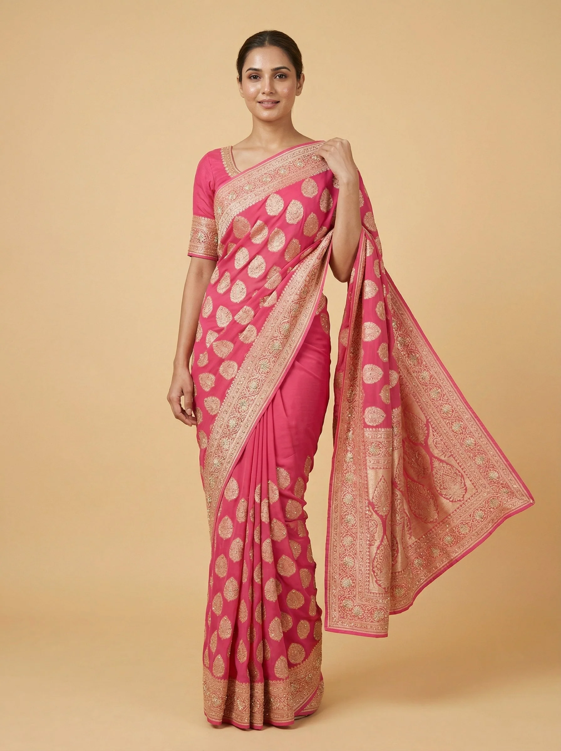 Pink Endearing Embroidered Saree