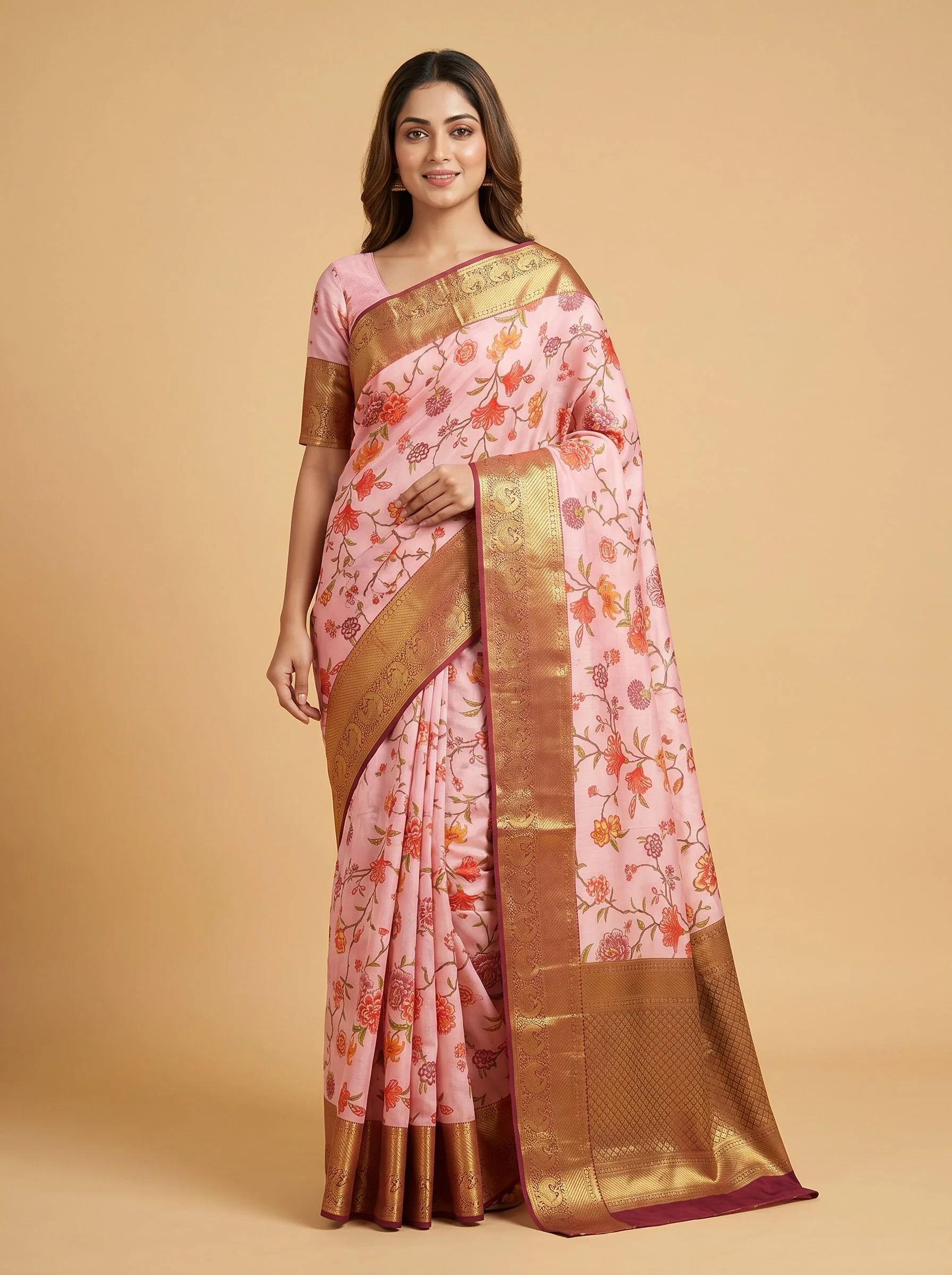 Pink Everyday Printed Saree