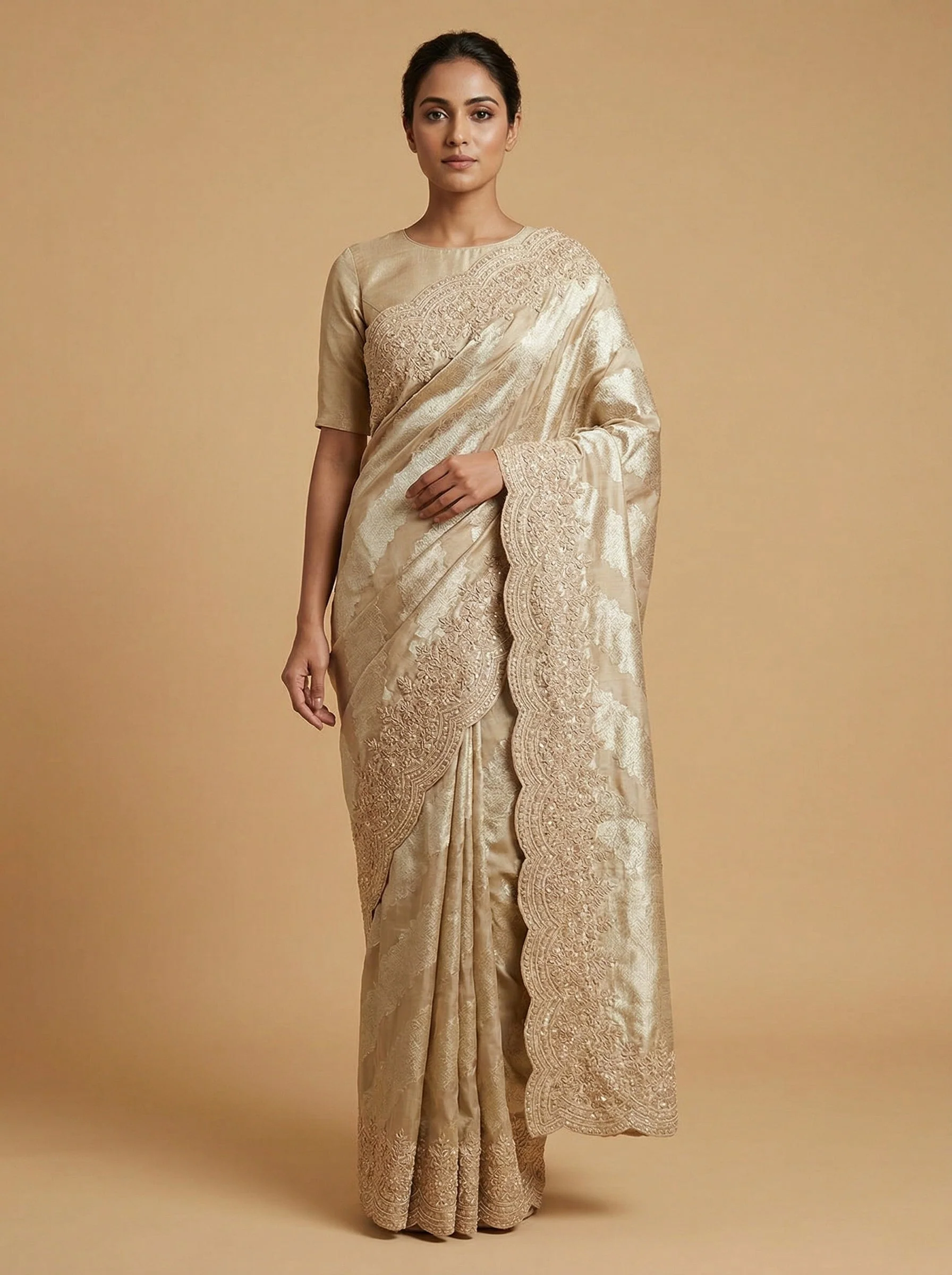 Pink Fashioned Embroidered Saree