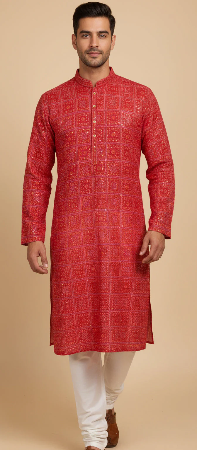 Pink Festive Kurta Set - Image 2