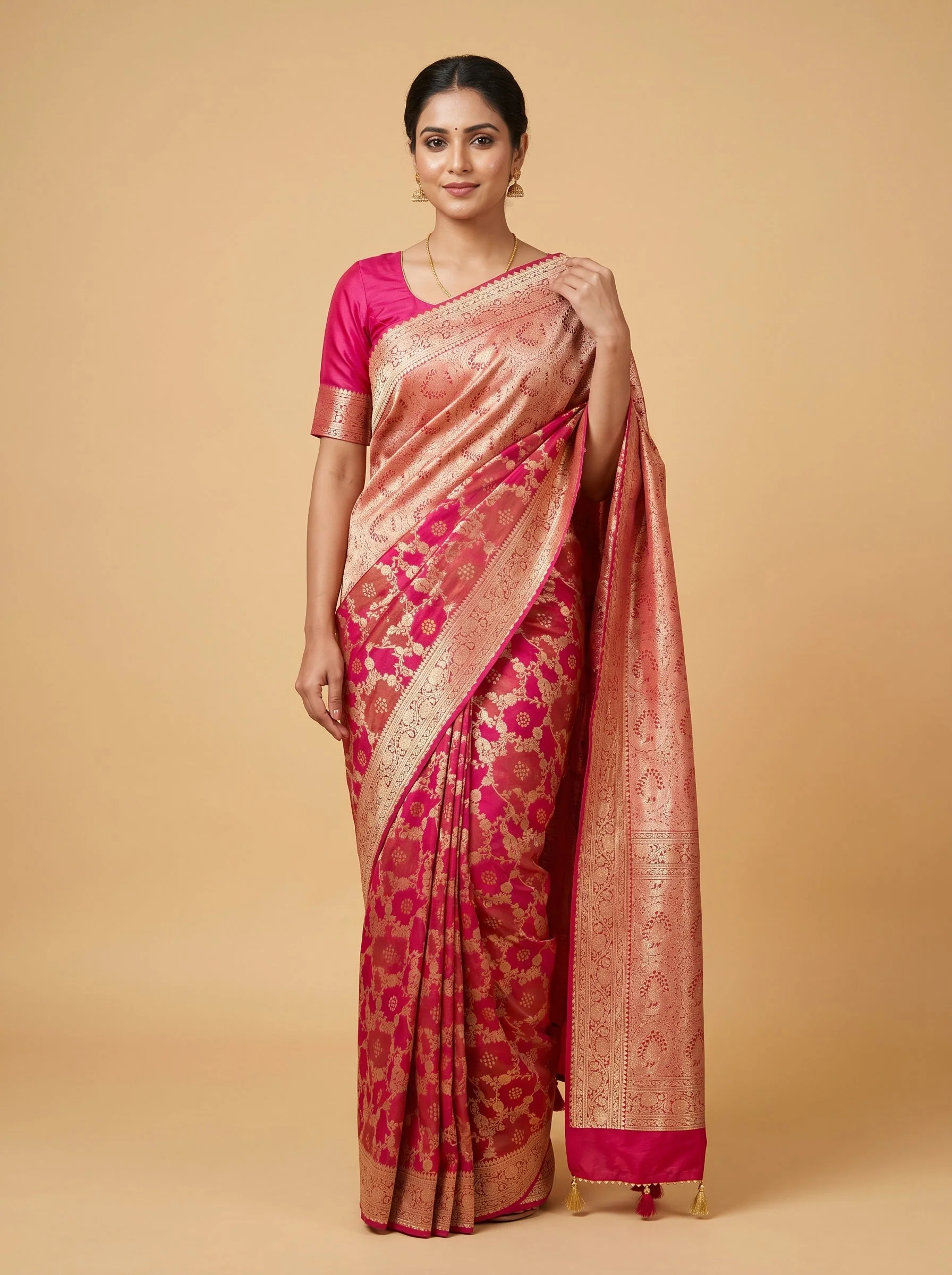 Pink Festive Tie-Dye Bandhani Saree