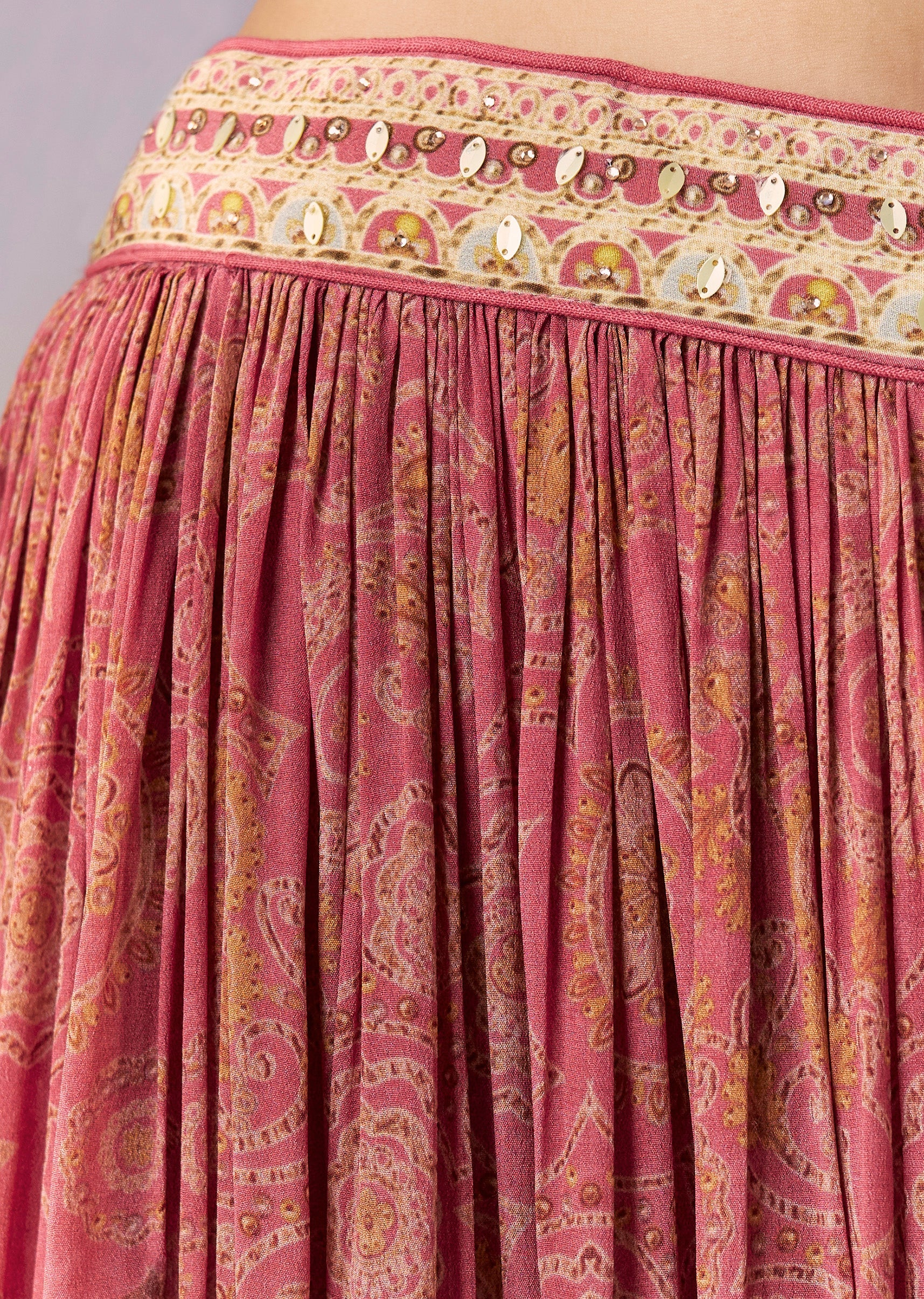 Pink Floral Printed Palazzo Set With Dupatta - Image 6