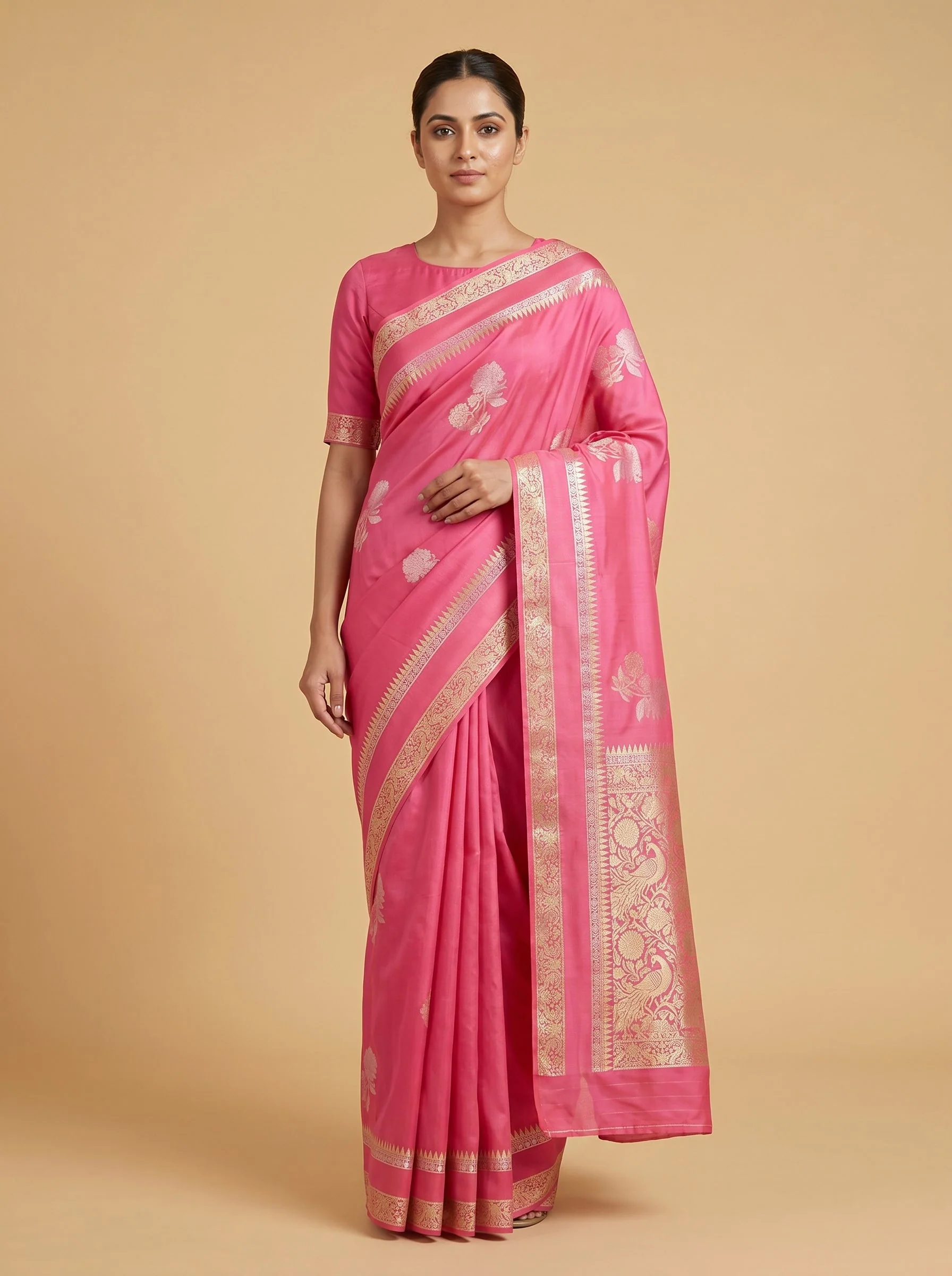 Pink Flowing Drop Handloom Saree