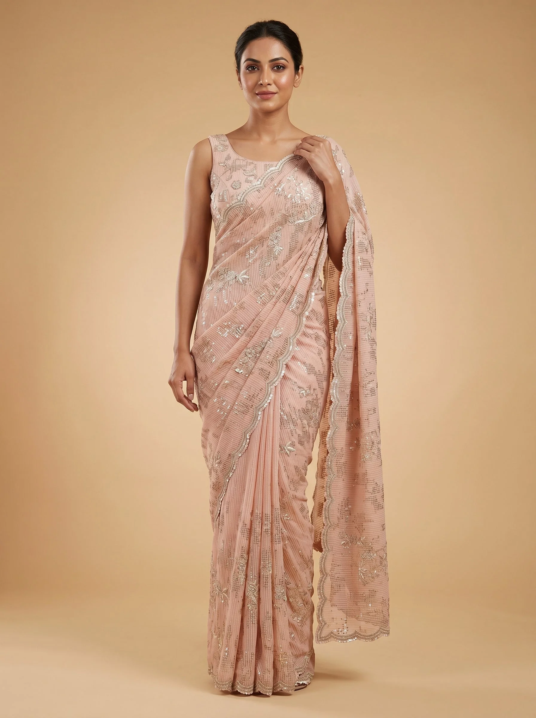 Pink Glow Embroidered Saree