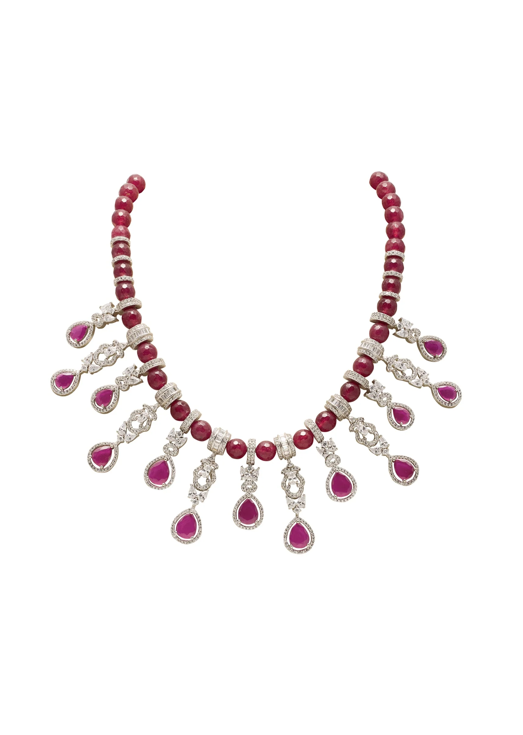 Pink Gold Festive Necklace Set - Image 3